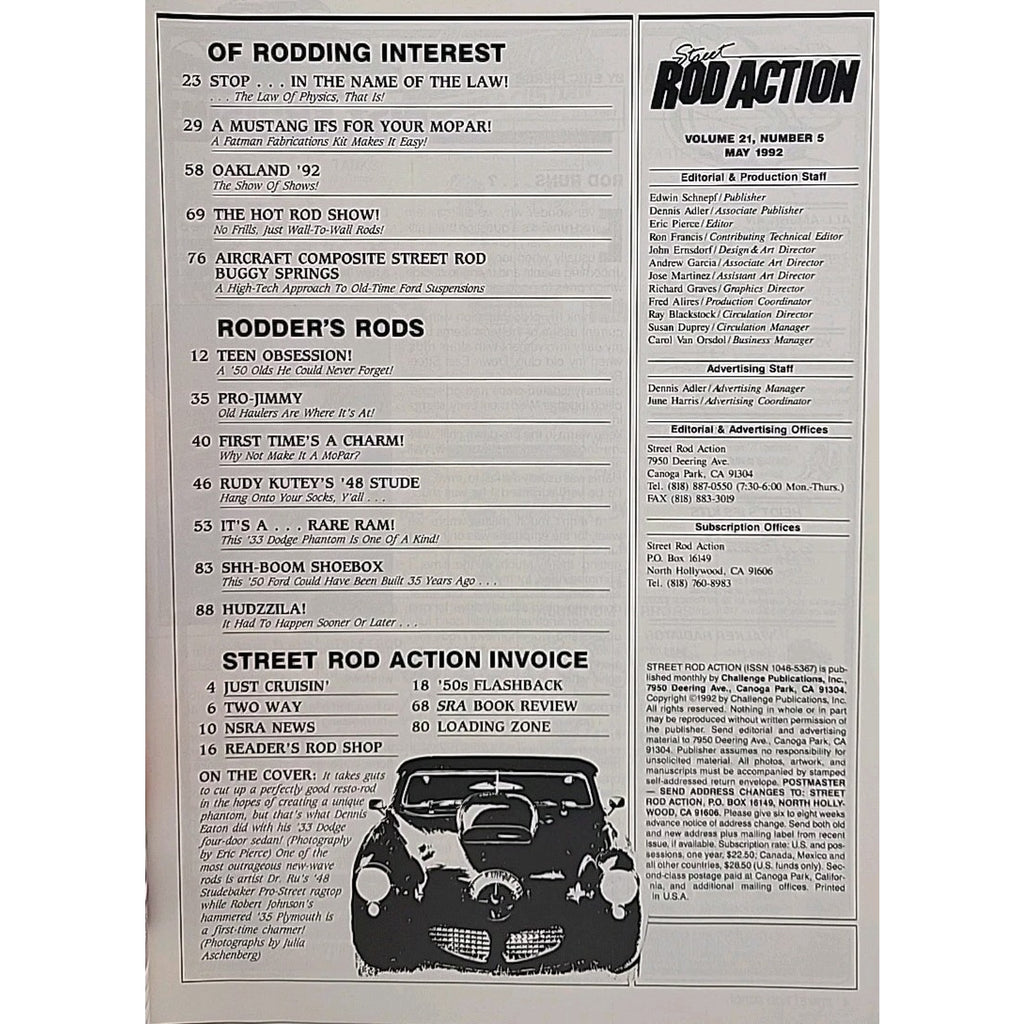 Street Rod Action Magazine May 1992 Volume 21 Number 5