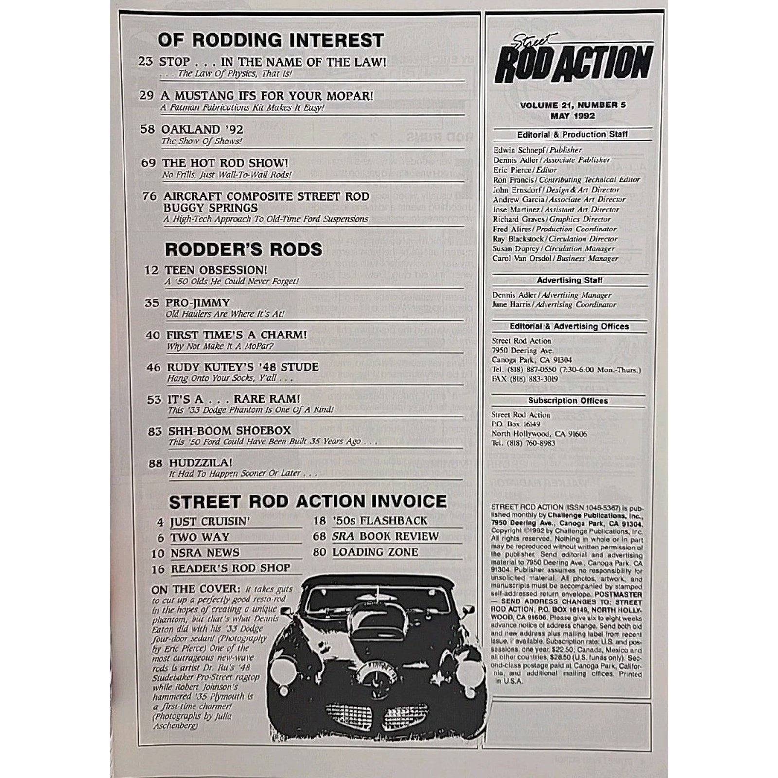 Street Rod Action Magazine May 1992 Volume 21 Number 5