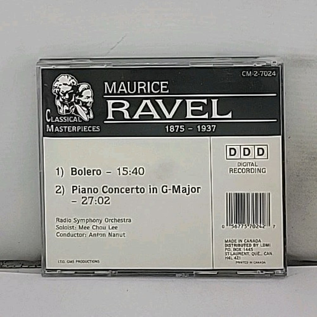 Maurice Ravel Bolero Piano Concerto in G Major Classical Masterpieces CD