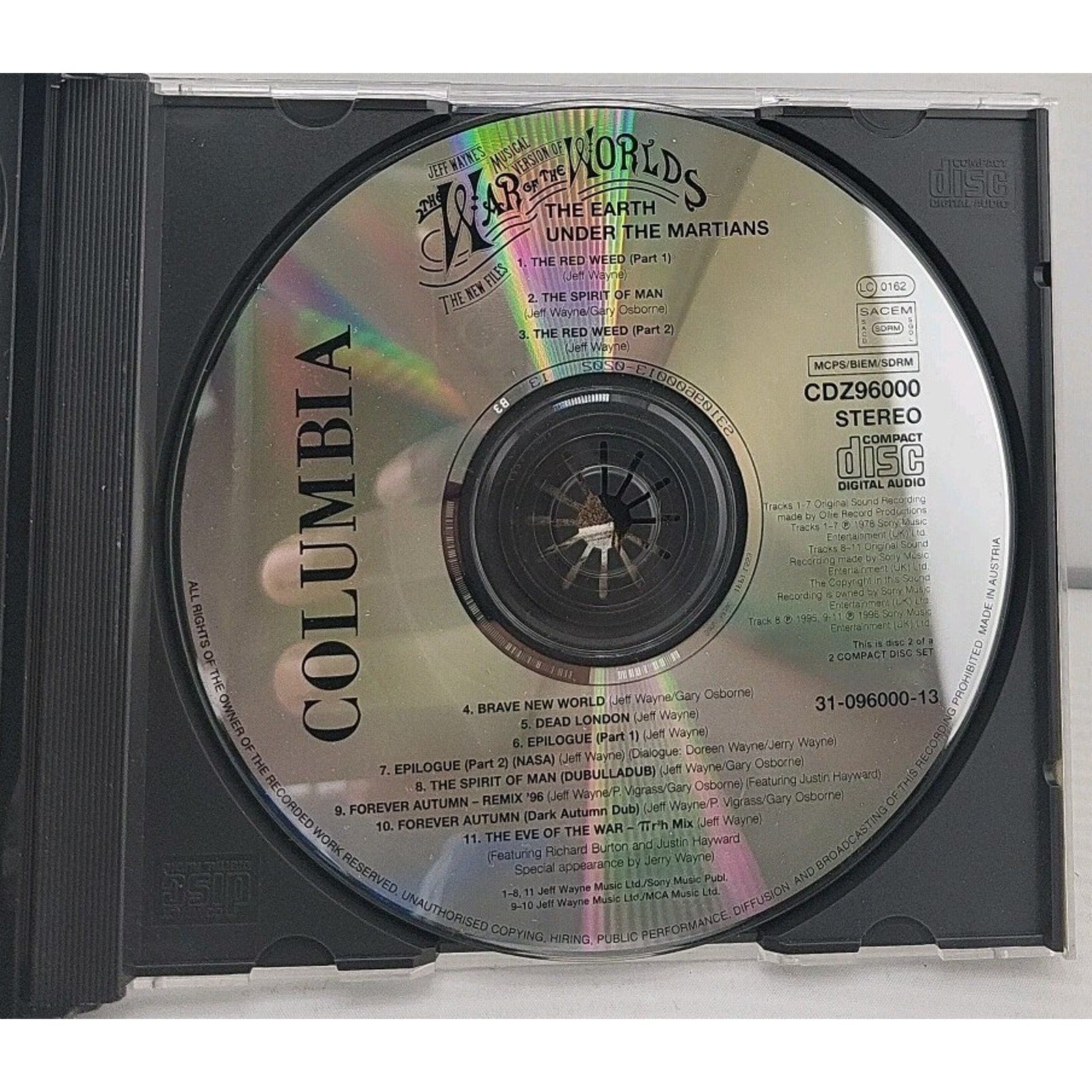 Jeff Wayne The War Of The Worlds Musical Version the Coming Of The Martians 2CD