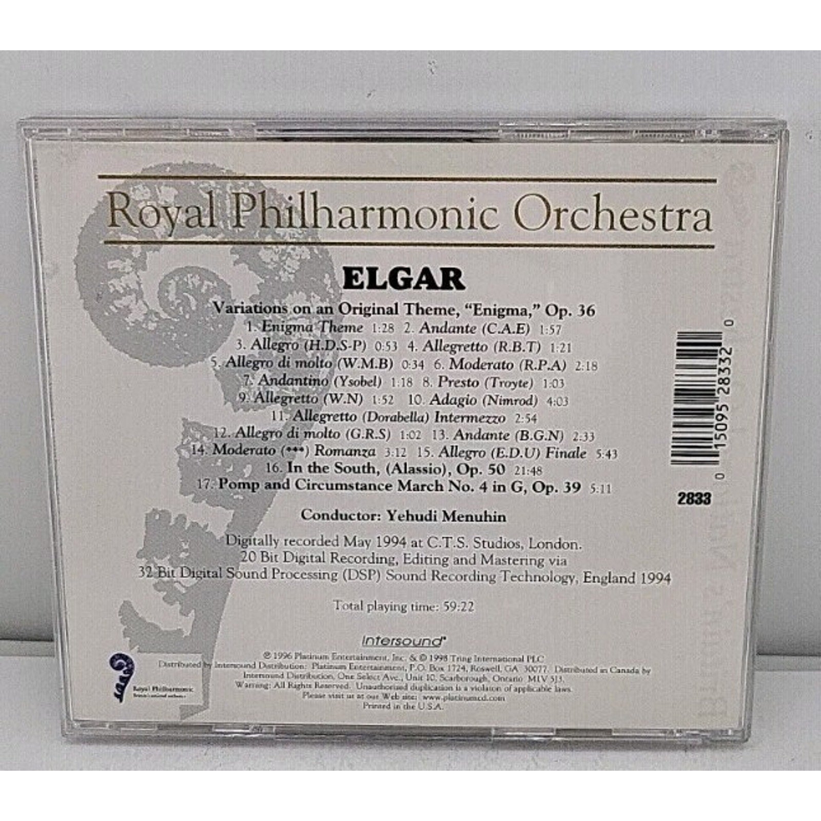 Edward Elgar [Composer]; Yehudi Me, Elgar: Enigma Variations, Op. 36 /, audioCD