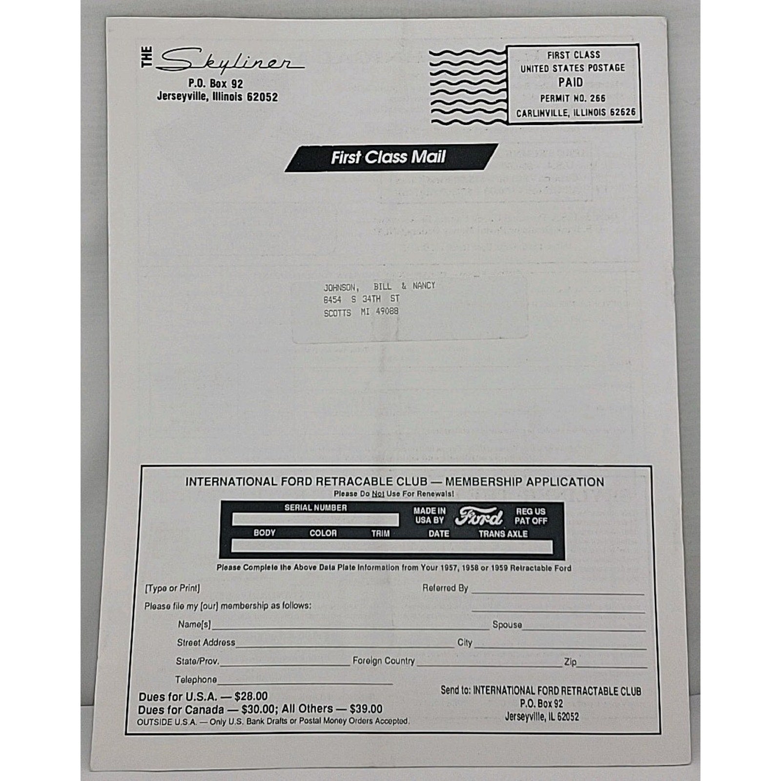 The Skyliner - International Retractable Club - June 1993 Number 145