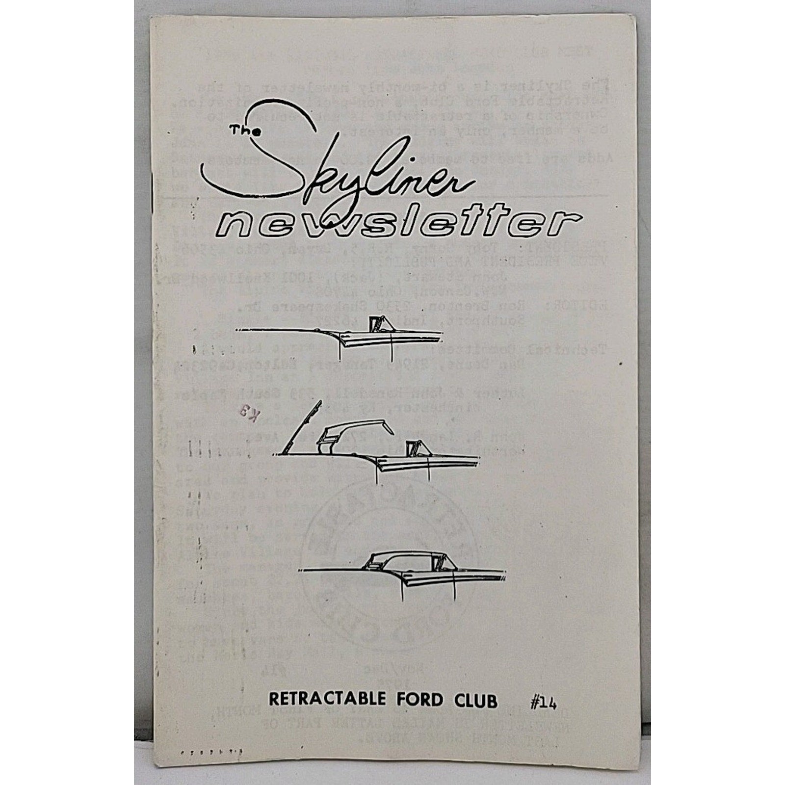 The Skyliner Newsletter - Retractable Ford Club #14 - November/December 1975