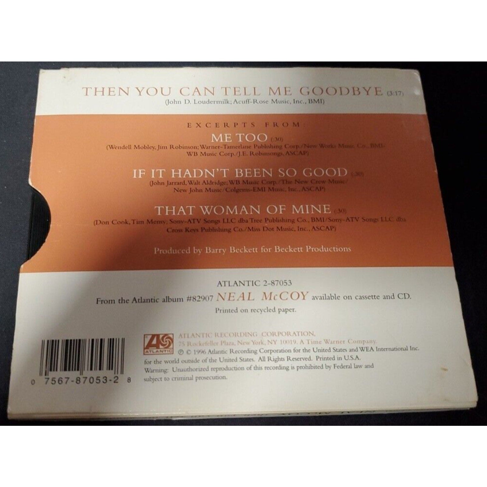 Neal McCoy - Then You Can Tell Me Goodbye (CD) Single