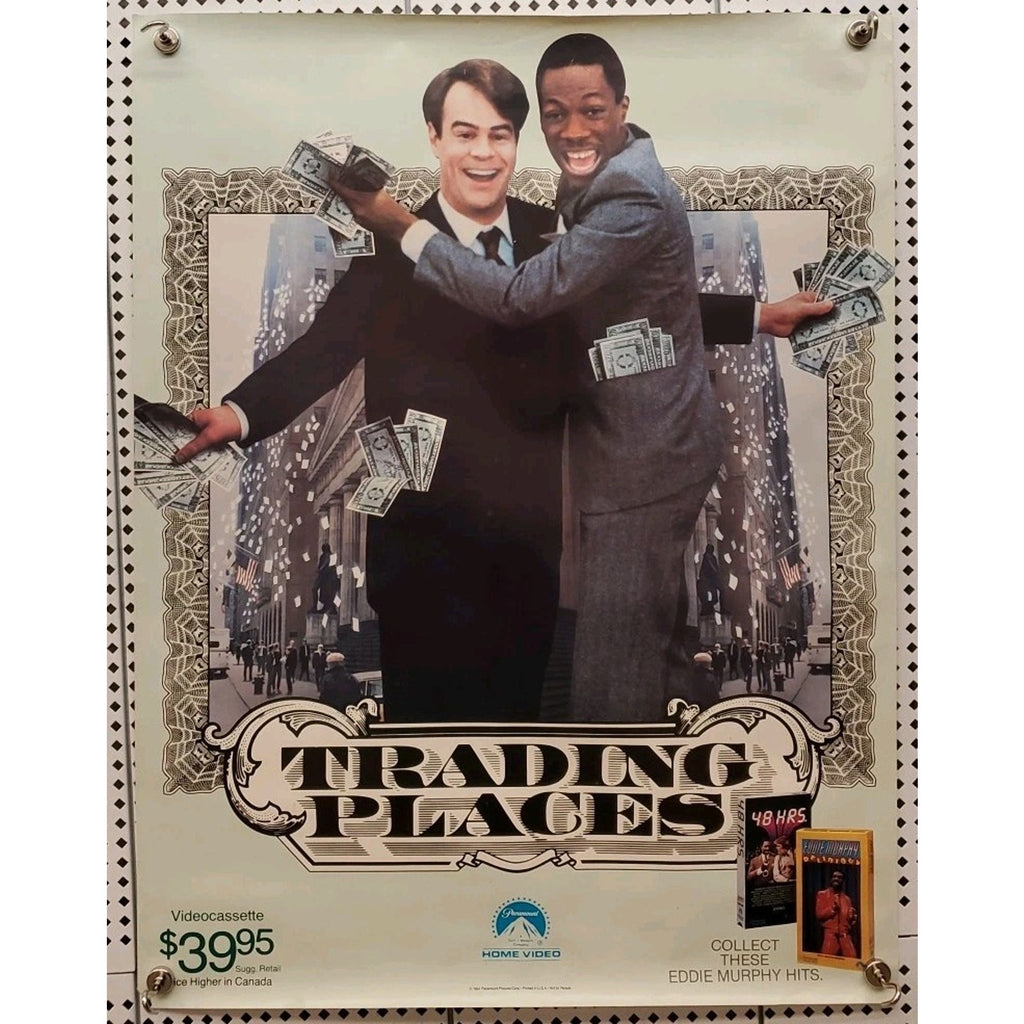 Original Trading Places One-Sheet Movie Poster Dan Akroyd Eddie Murphy 19.5x25.5
