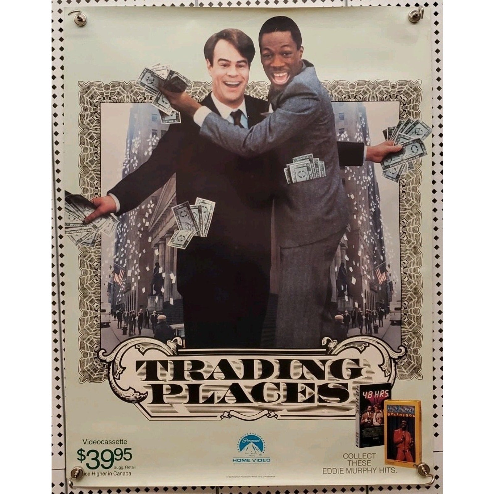 Original Trading Places One-Sheet Movie Poster Dan Akroyd Eddie Murphy 19.5x25.5
