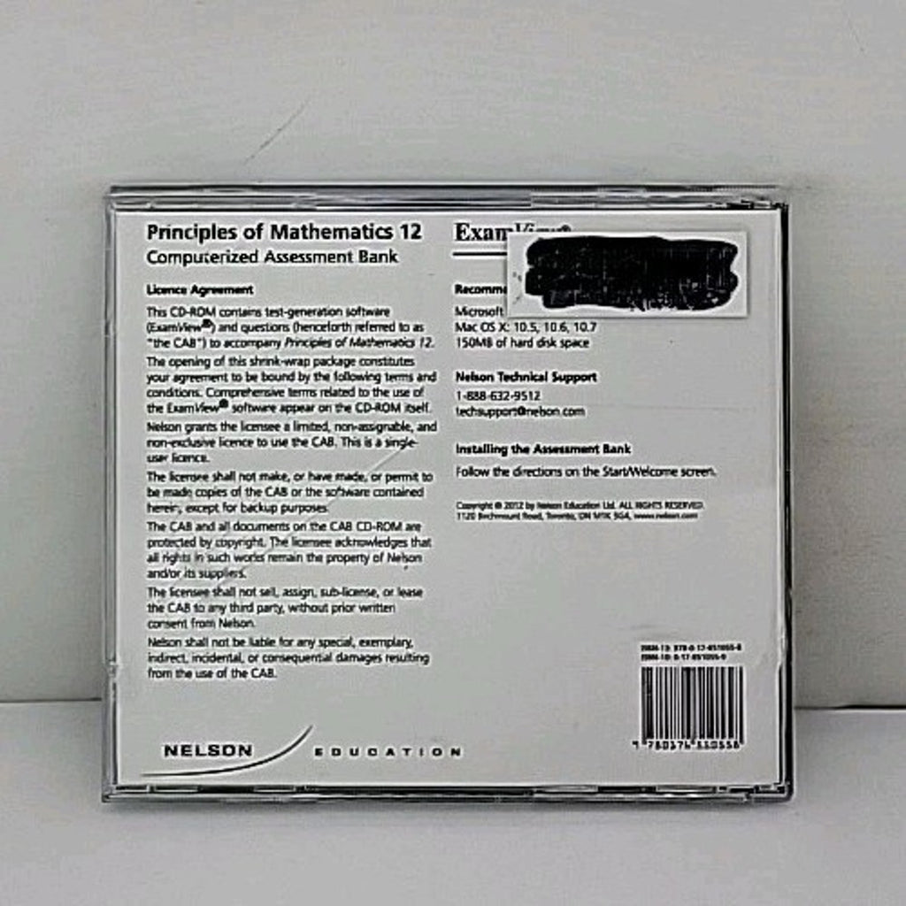 Principles Of Mathematics 12 Computerized Assessment Bank CD