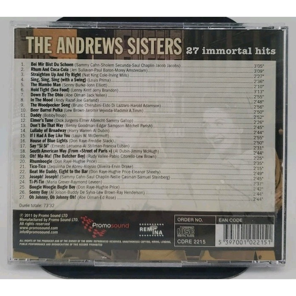 Best Of The Andrews Sisters 27 Immortal Hits 2011 Promo Sound (CD)