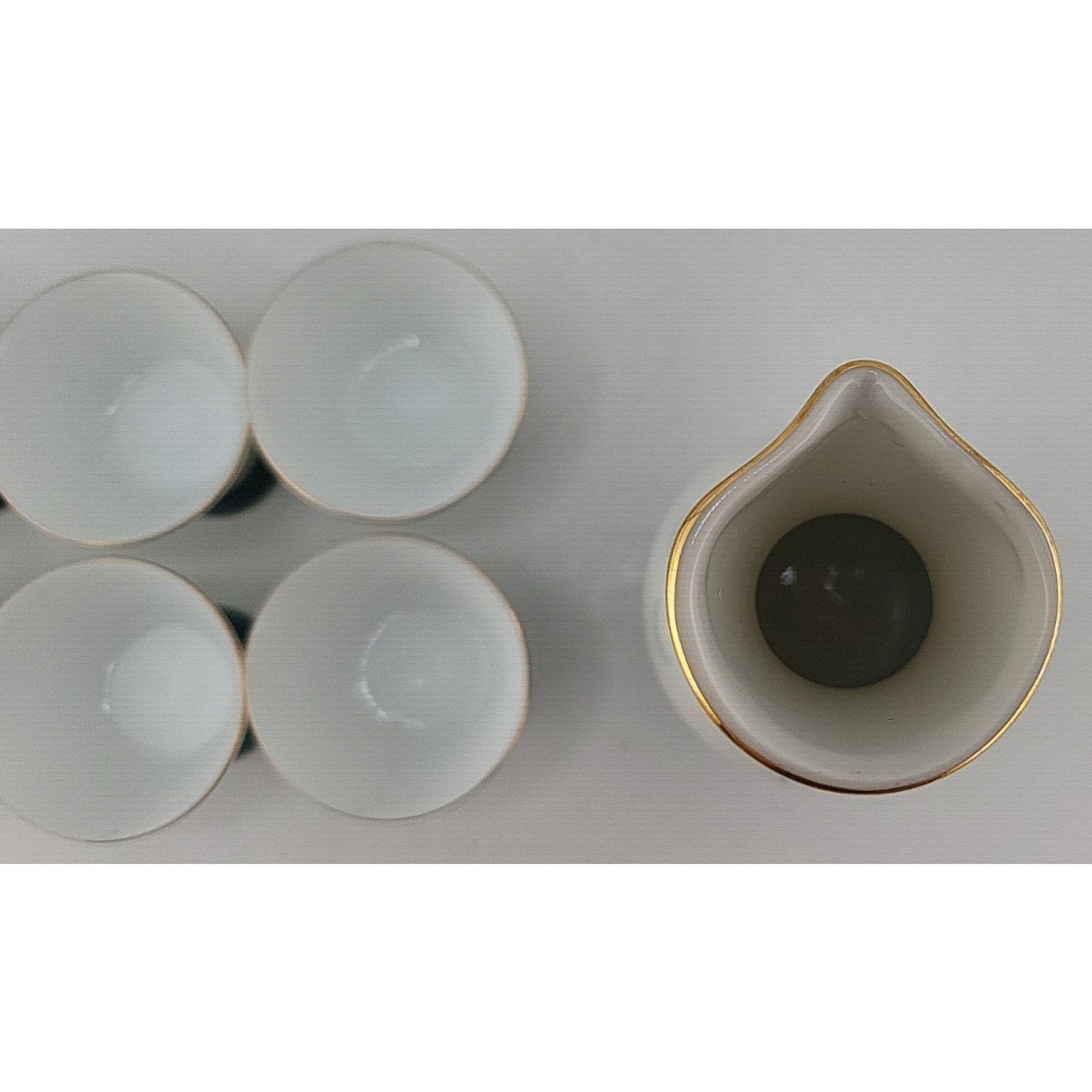 Vintage Sawanotsuru Sake Set Aqua Blue Gold Accent Made In Japan 7pc