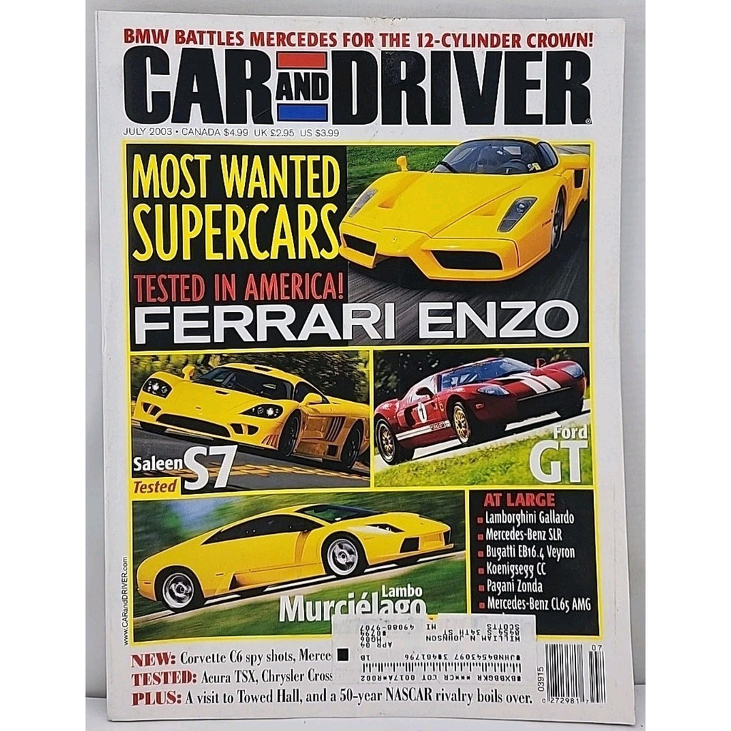 Car And Driver Magazine - July 2003 - Volume 49 Number 1