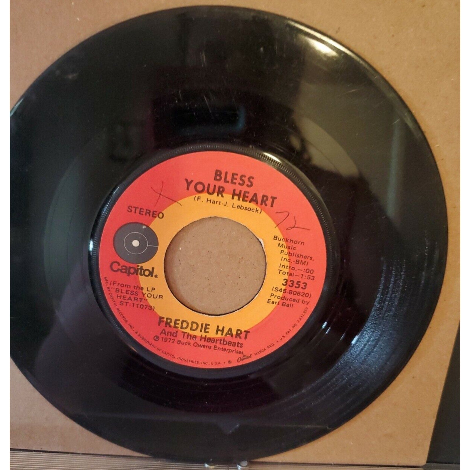 Freddie Hart and the Heartbeats - Bless Your Heart - Capitol Records - 3353