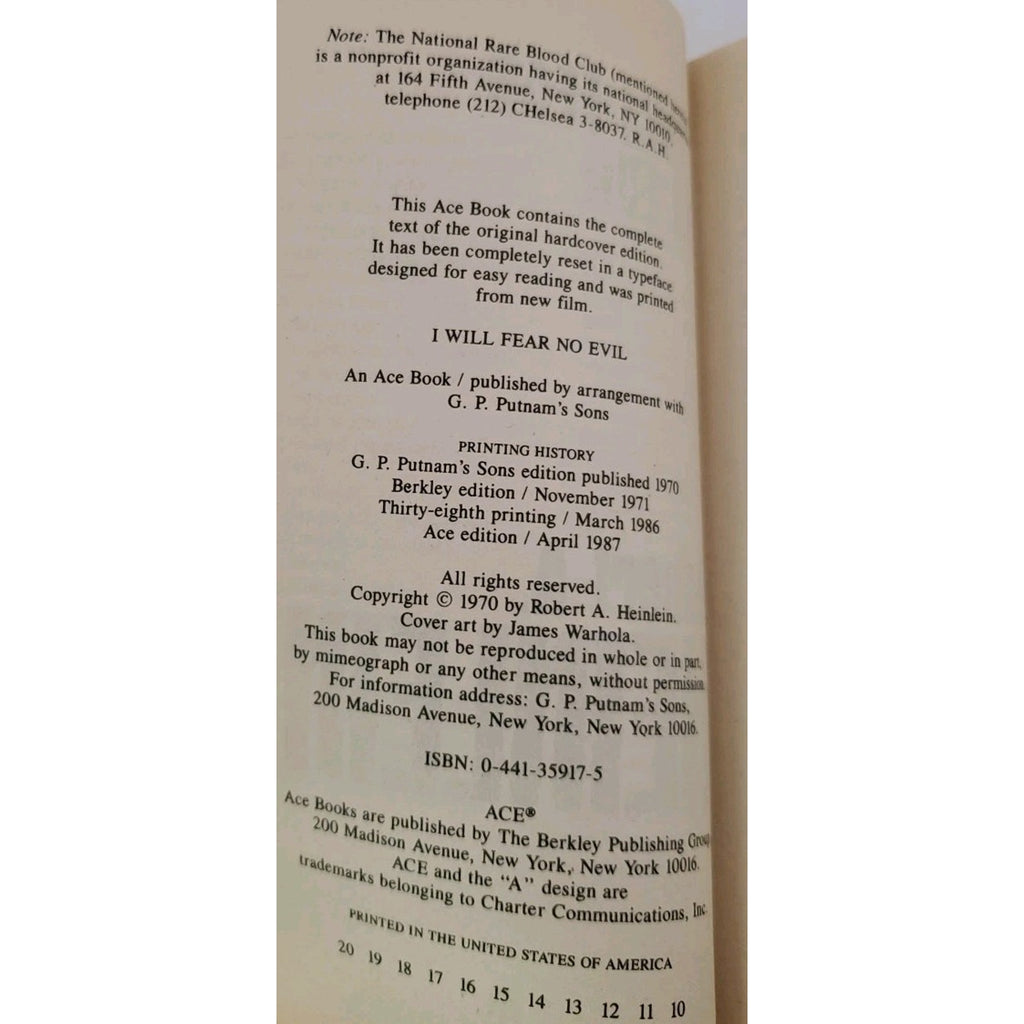I Will Fear No Evil by Robert A. Heinlein (1987, Mass Market)