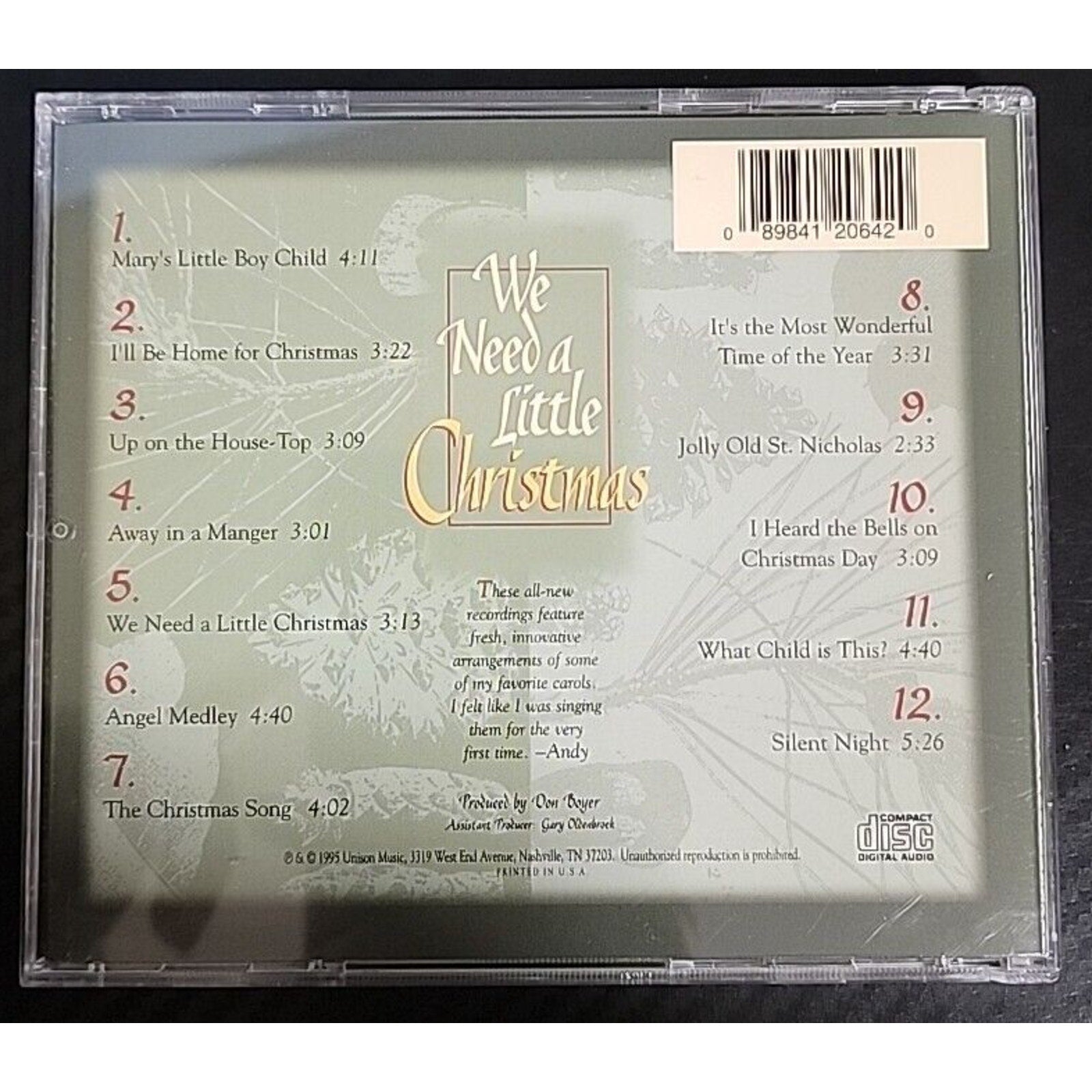 We Need a Little Christmas by Andy Williams (CD, Aug-1997, Unison)