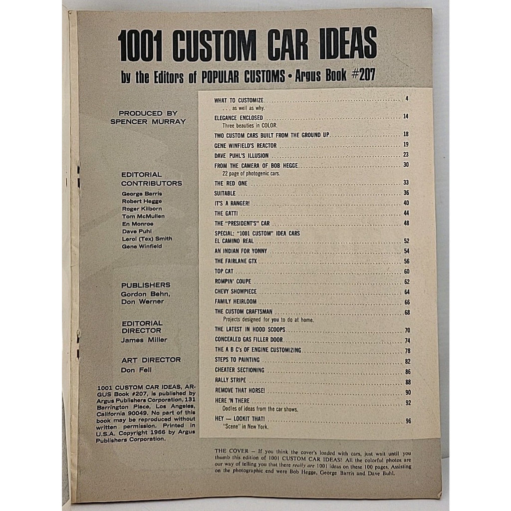 1001 Custom Car Ideas Magazine Argus Book #207
