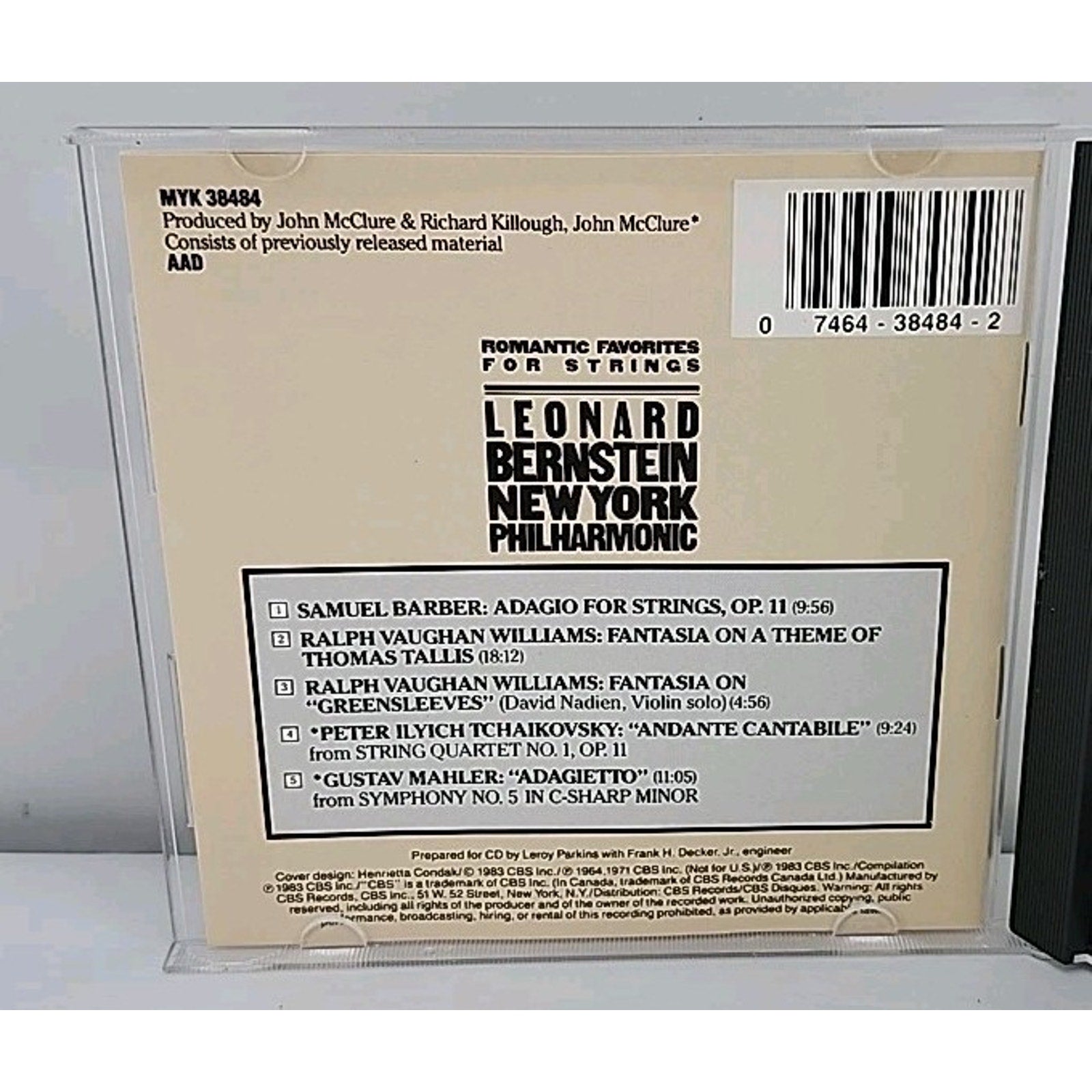 Adagio & Other Romantic Favorites for Strings by Leonard Bernstein (CD, 1990)