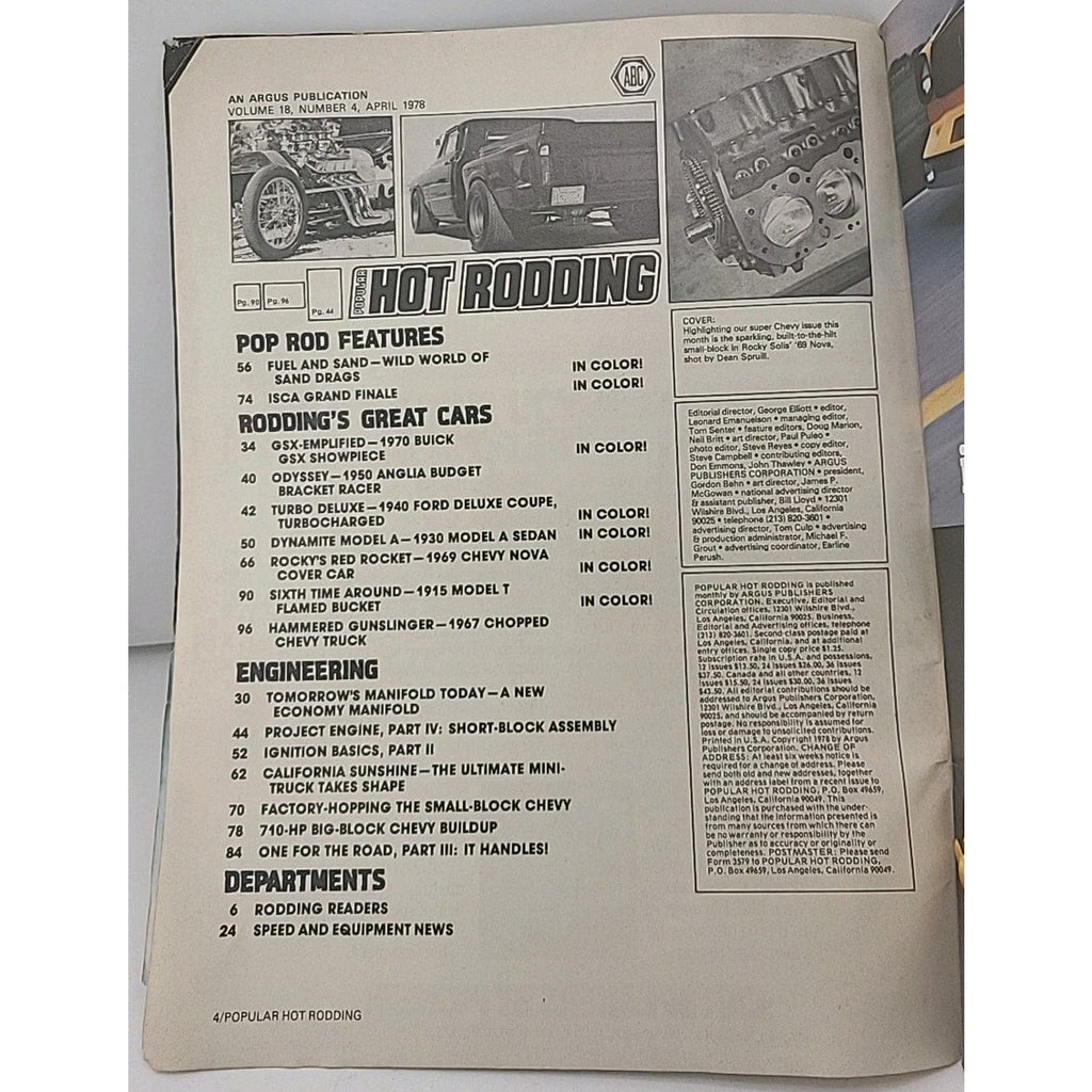 Popular Hot Rodding Magazine - April 1978 - Volume 18 Number 4