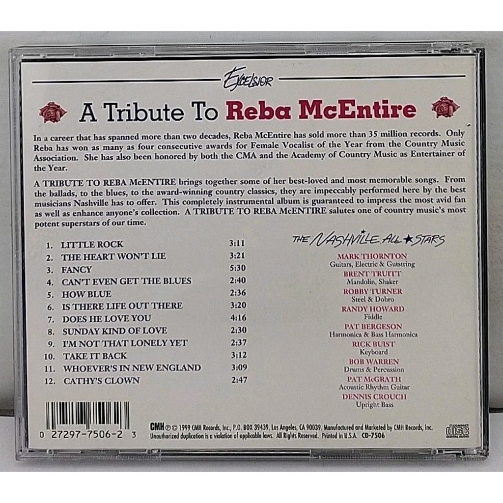A Tribute To Reba McEntire - Pure Country All Instrumental (CD, 1999, 12 Tracks)