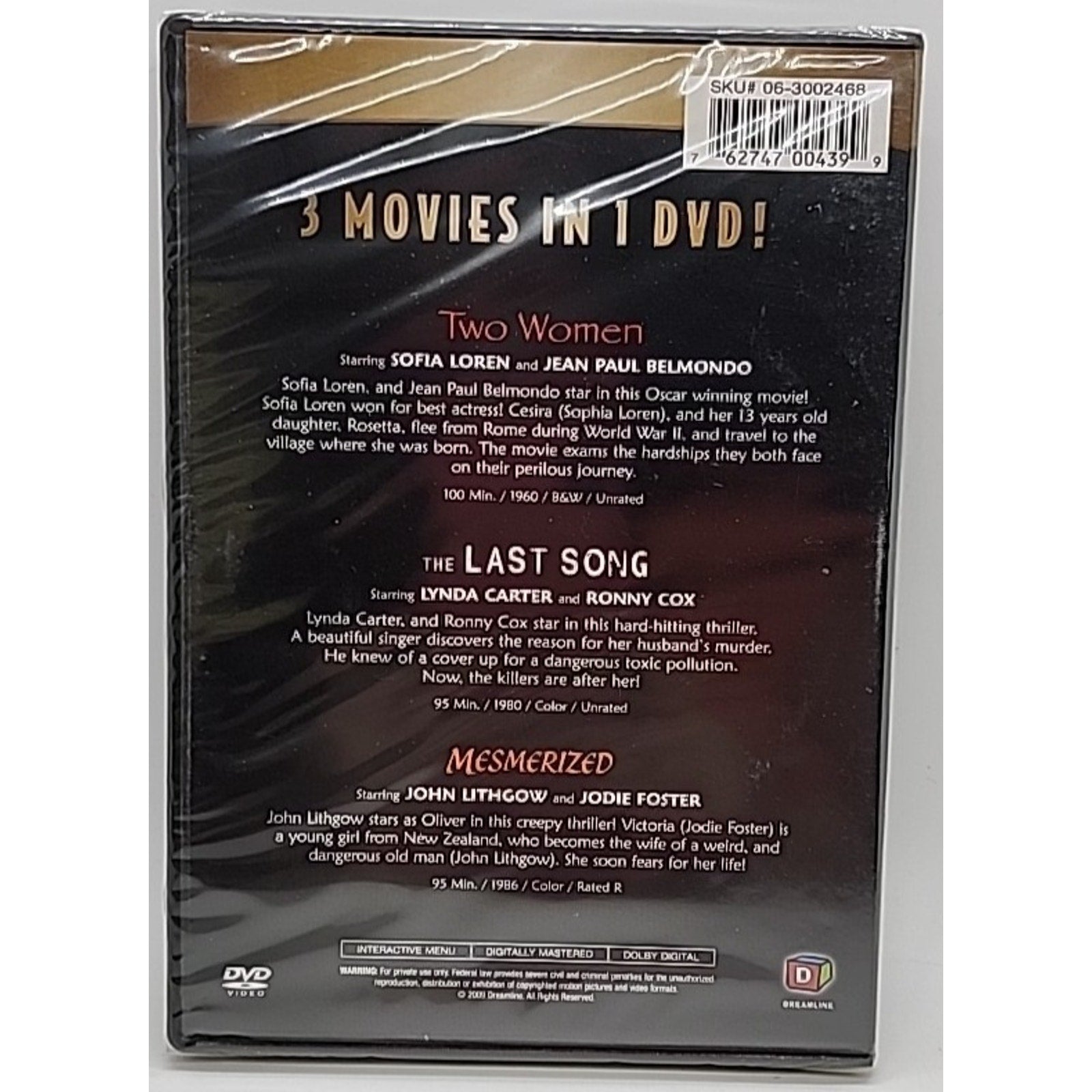 Two Women / The Last Song / Mesmerized (DVD, 2009) *Brand New*