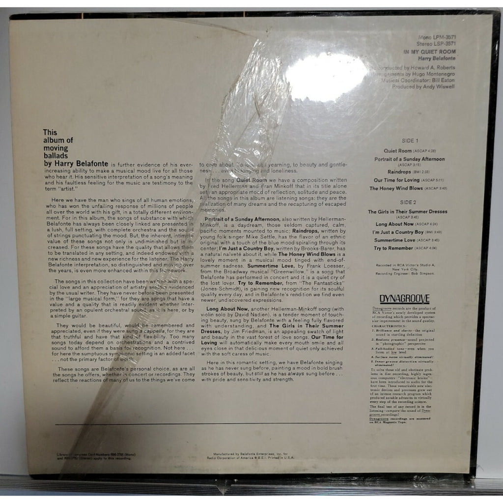 Harry Belafonte – In My Quiet Room (Vinyl)