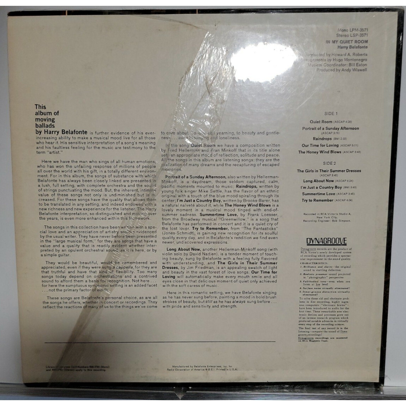 Harry Belafonte – In My Quiet Room (Vinyl)