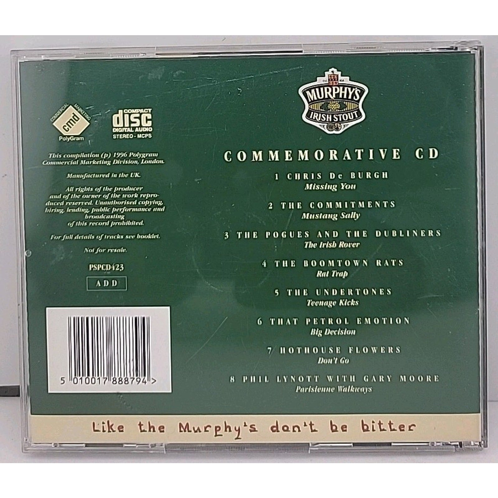 Murphy's Irish Stout - Commemorative CD by Various (CD, Promo, Import, 1996)