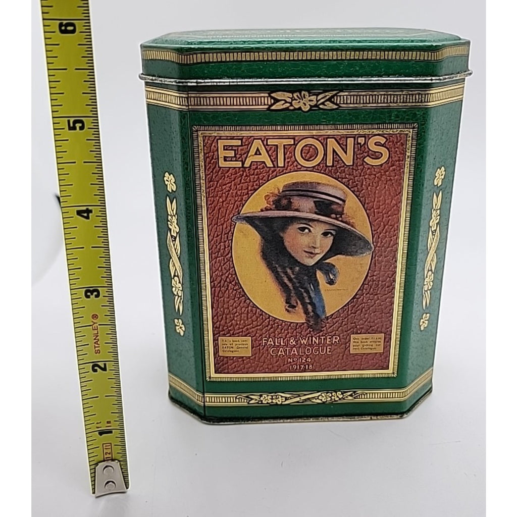 Collectible Tin Eaton Reflections with 1917-18 Fall & Winter Catalogue. 7" Tall