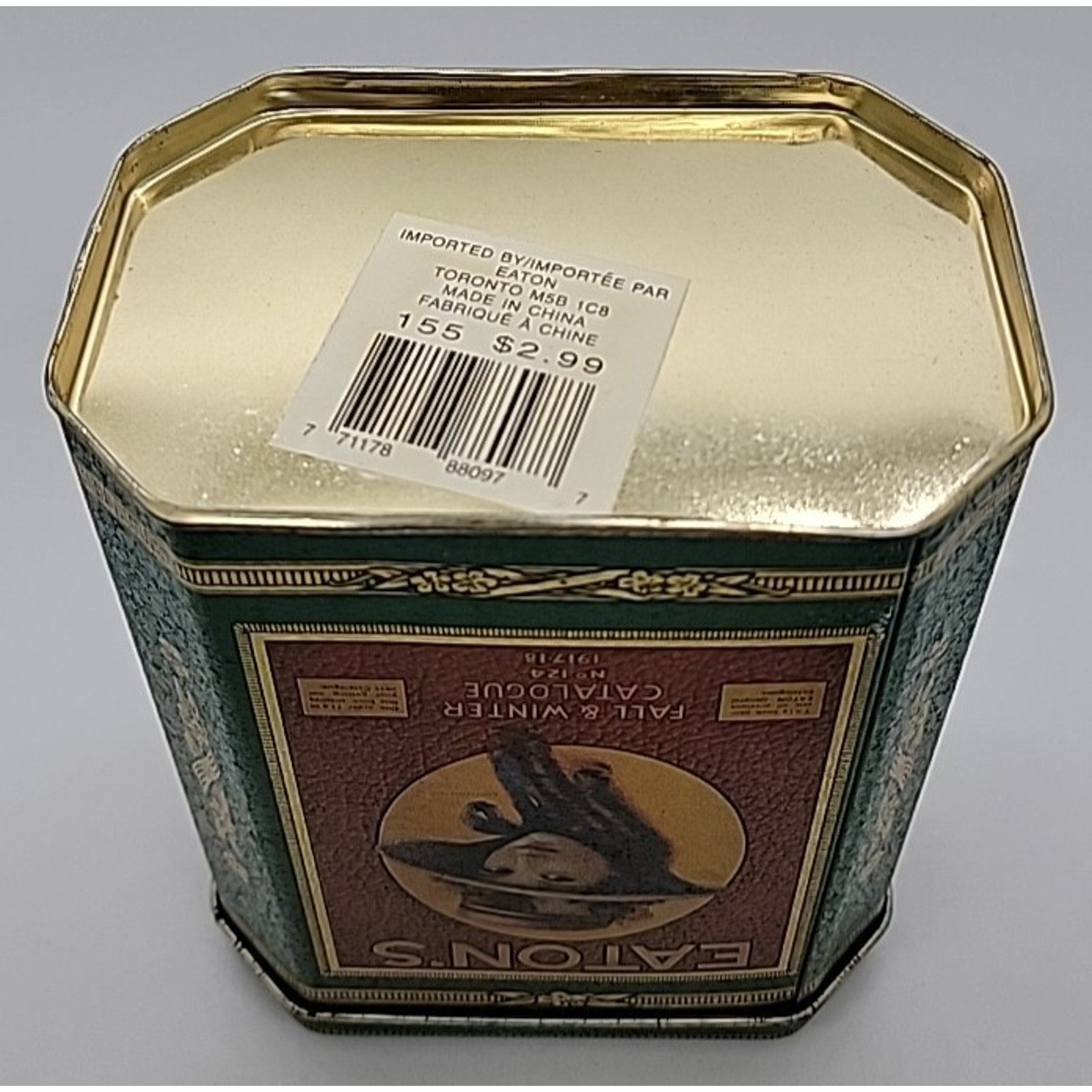 Collectible Tin Eaton Reflections with 1917-18 Fall & Winter Catalogue. 7" Tall