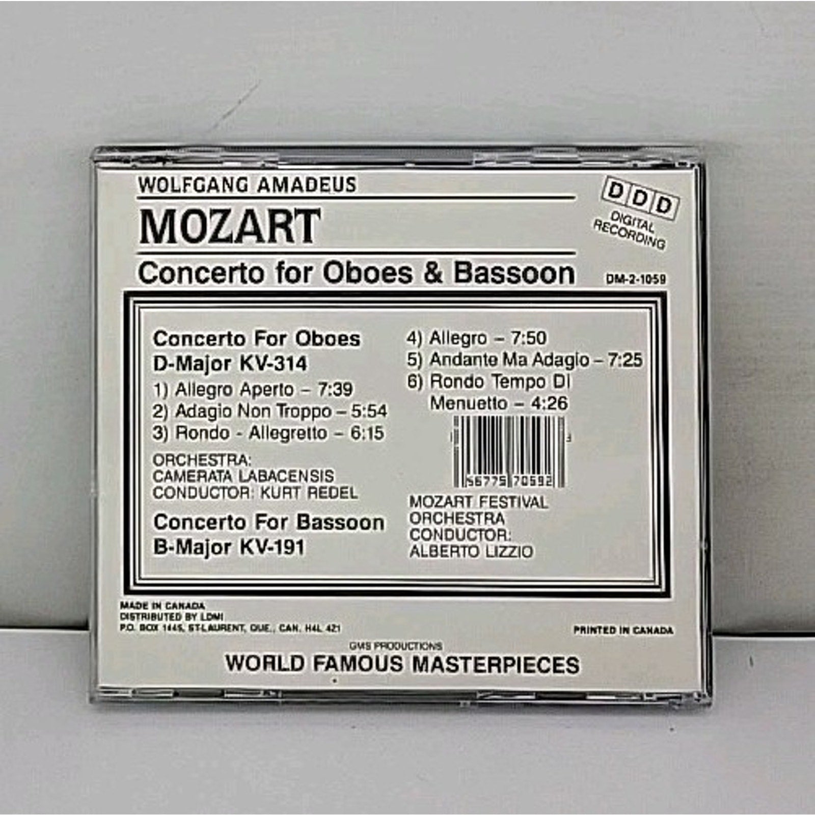Concerto for Oboes Bassoon - CD By Mozart