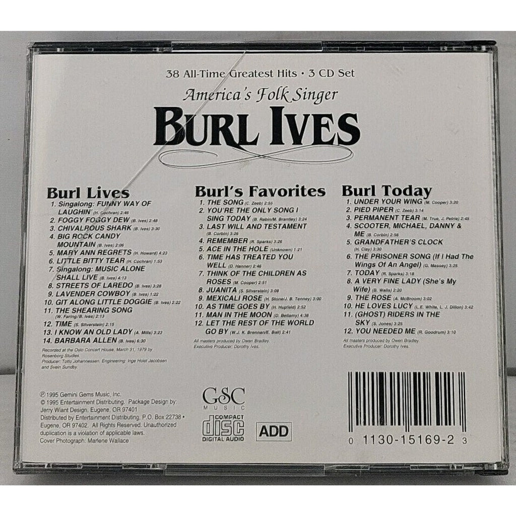 Burl Ives America's Folk Singer CD 38 All Time Greatest Hits 3 Disc Collection
