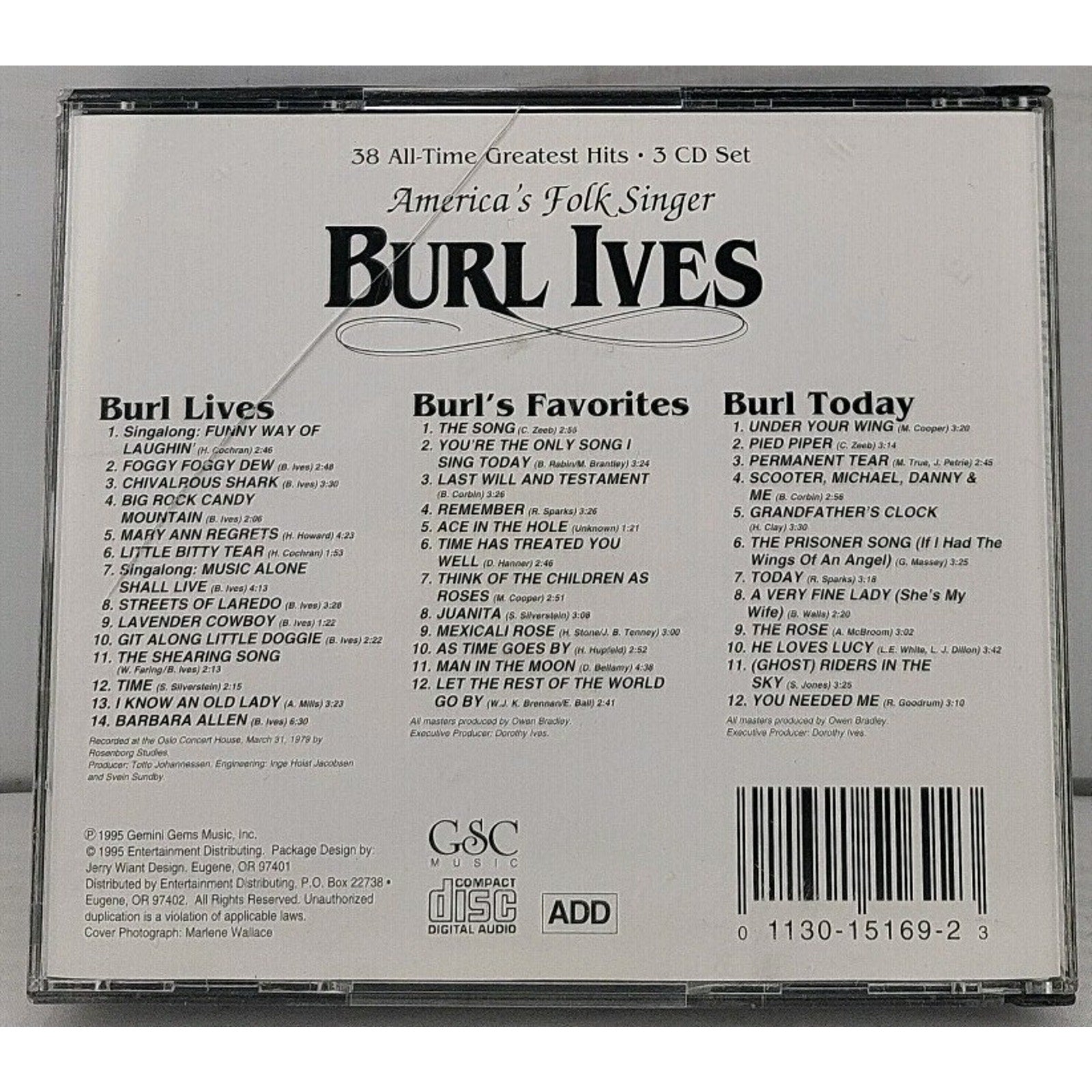 Burl Ives America's Folk Singer CD 38 All Time Greatest Hits 3 Disc Collection