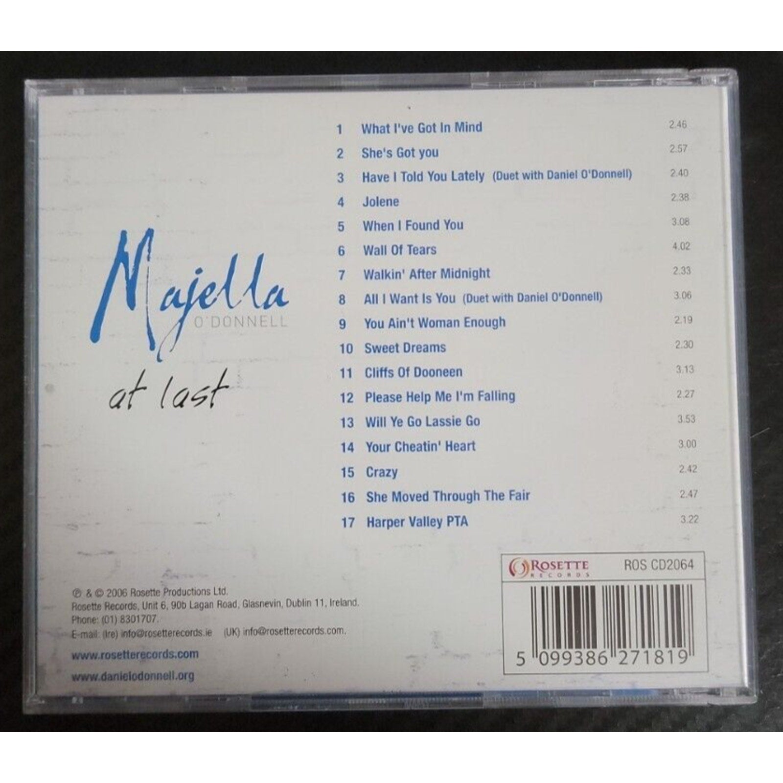 At Last by Majella O'Donnell (CD, May-2006, Rosette UK)