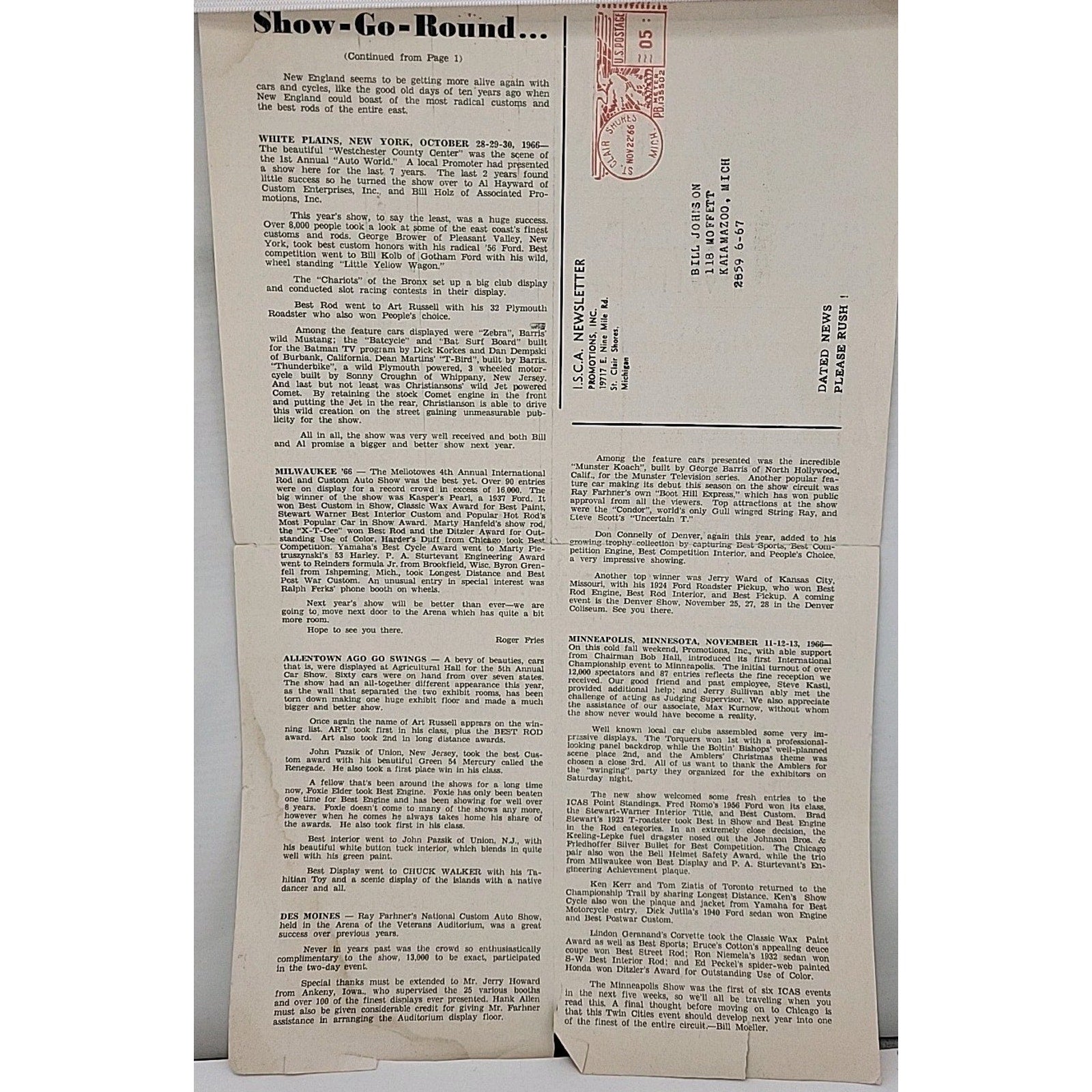 ISCA Newsletter November 1966 Volume VII Number 3