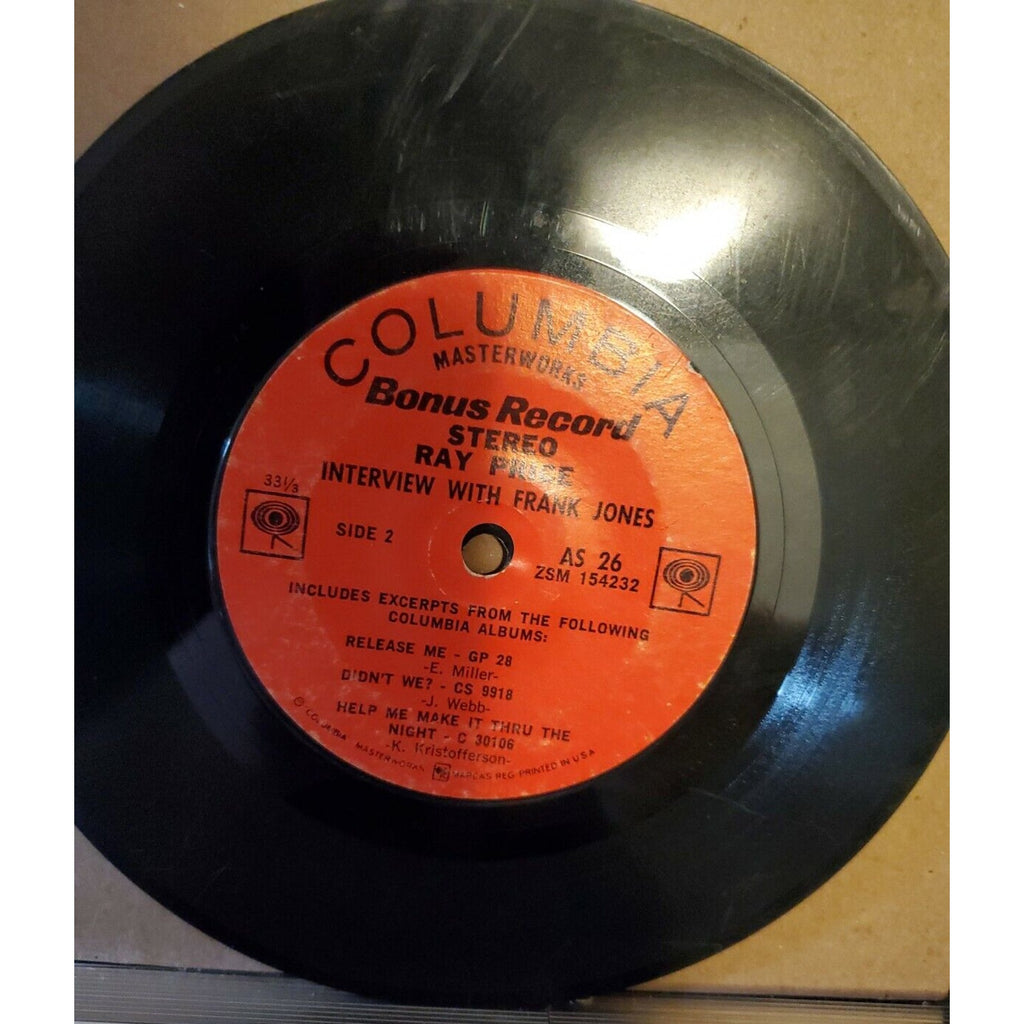 COLUMBIA - BONUS RECORD - RAY PRICE INTERVIEW WITH FRANK JONES - AS 26 45 RPM