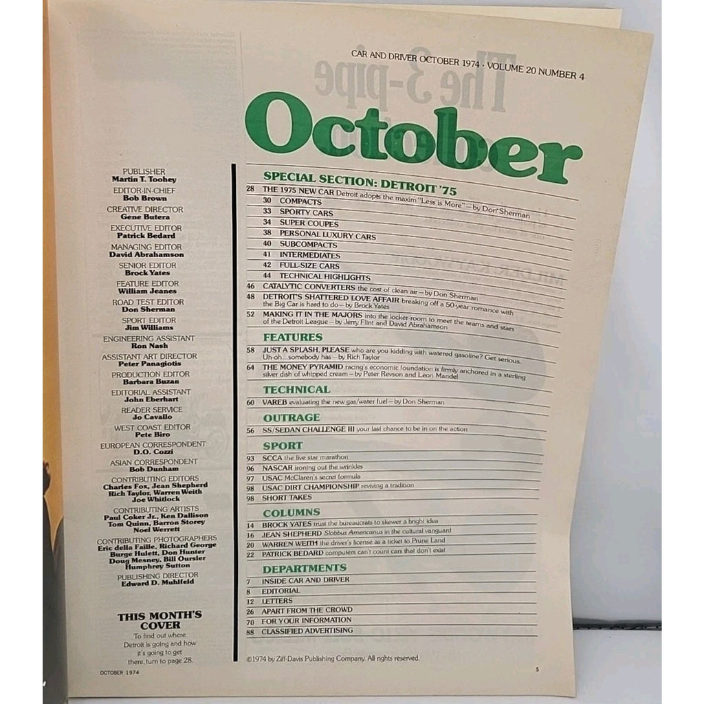 Car And Driver Magazine - October 1974 - Volume 20 Number 4