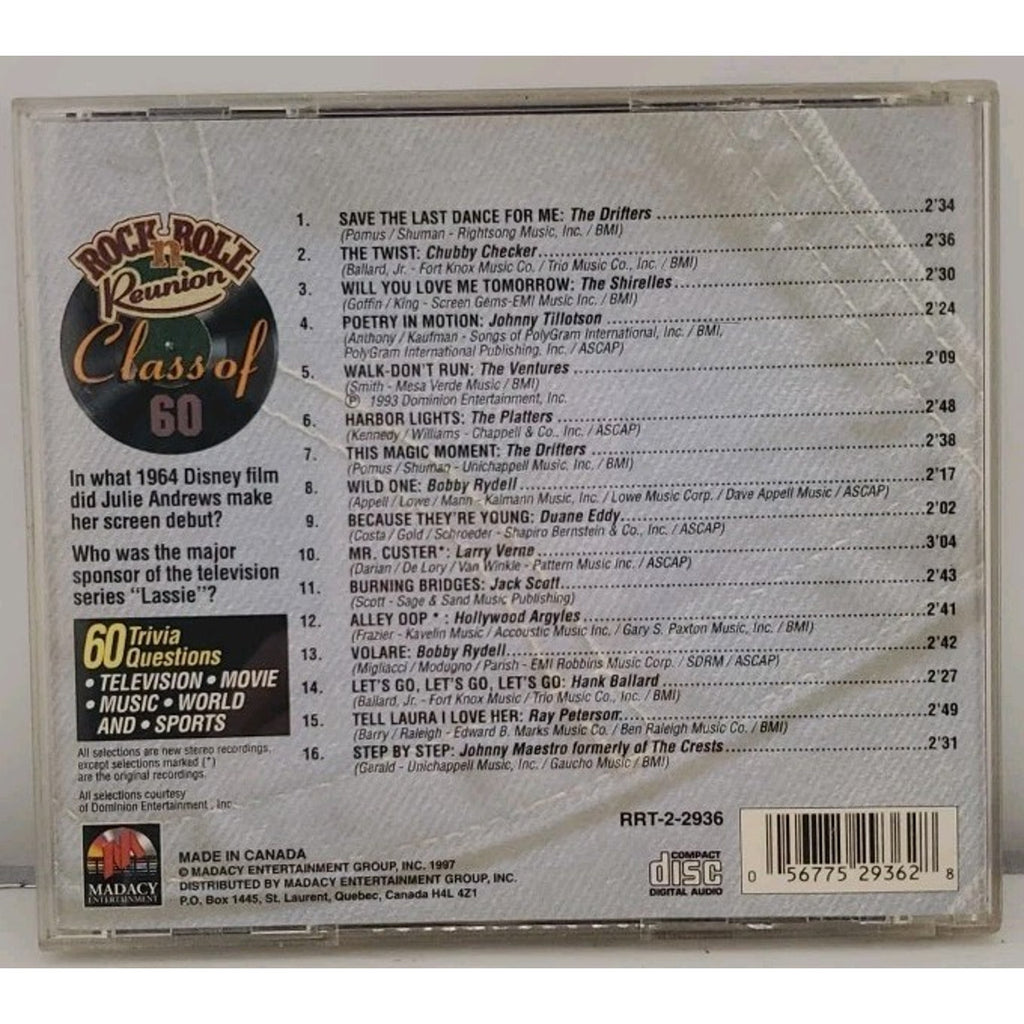 Rock n' Roll Reunion: Class of 60 by Various Artists (CD, 1997, Madacy)