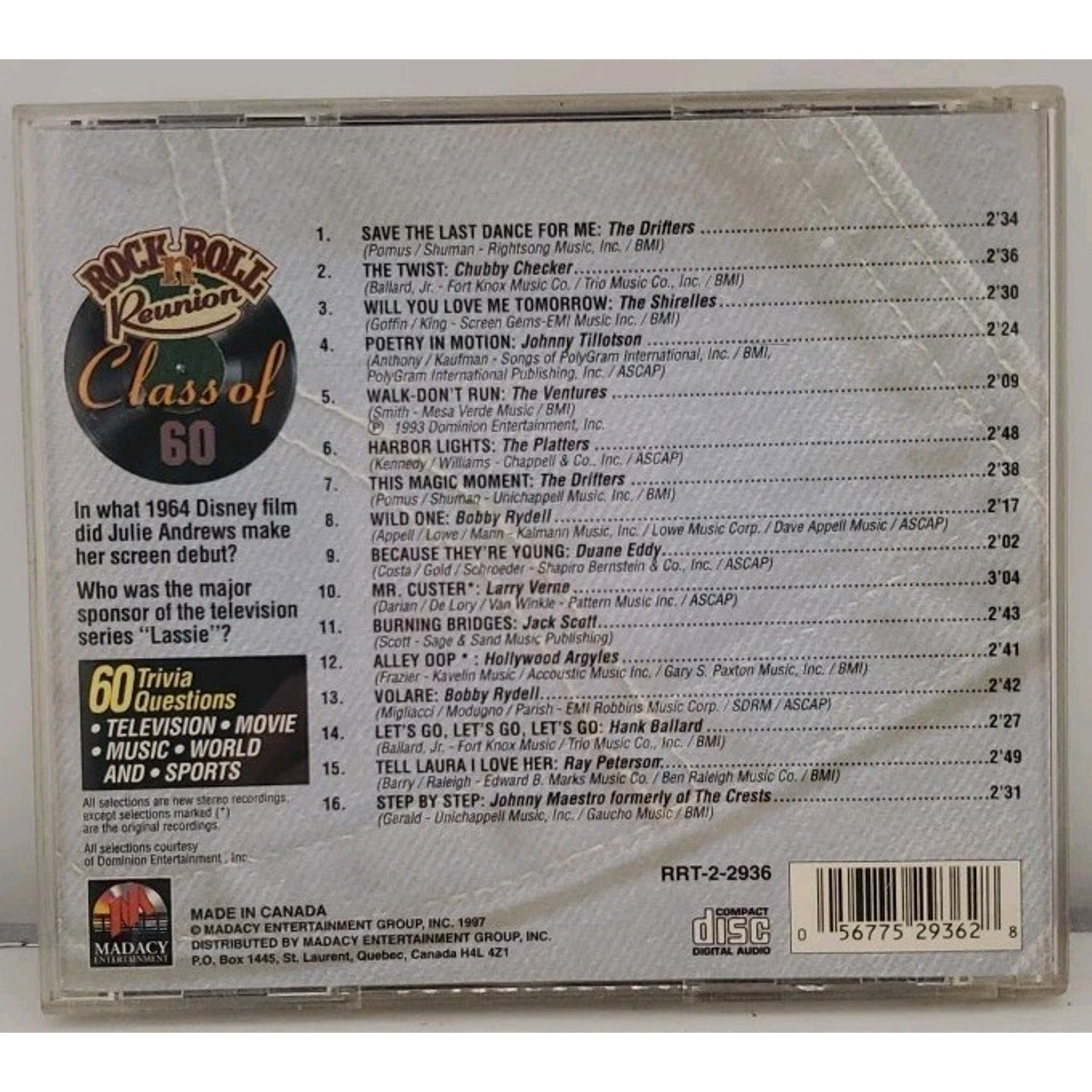 Rock n' Roll Reunion: Class of 60 by Various Artists (CD, 1997, Madacy)