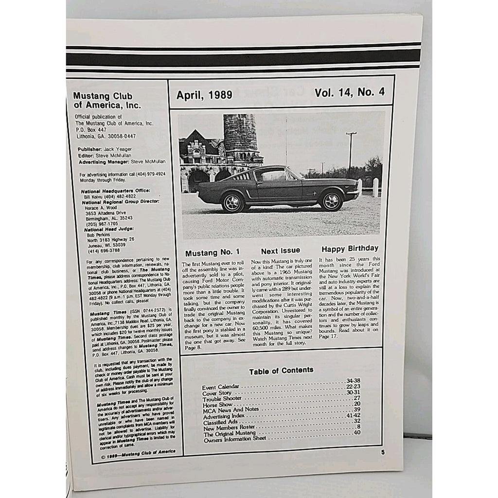 Mustang Times Volume 13 No 4 April 1989