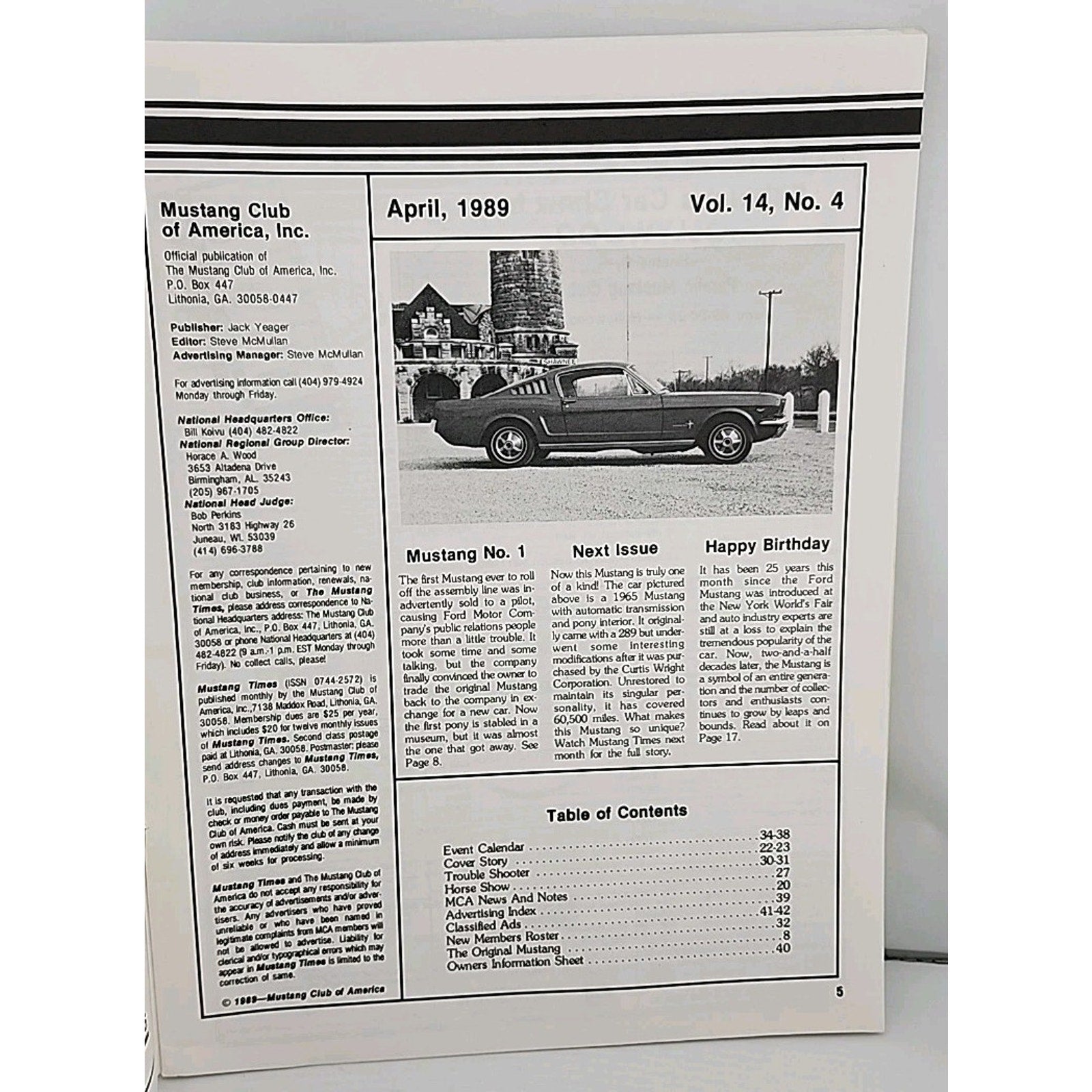 Mustang Times Volume 13 No 4 April 1989