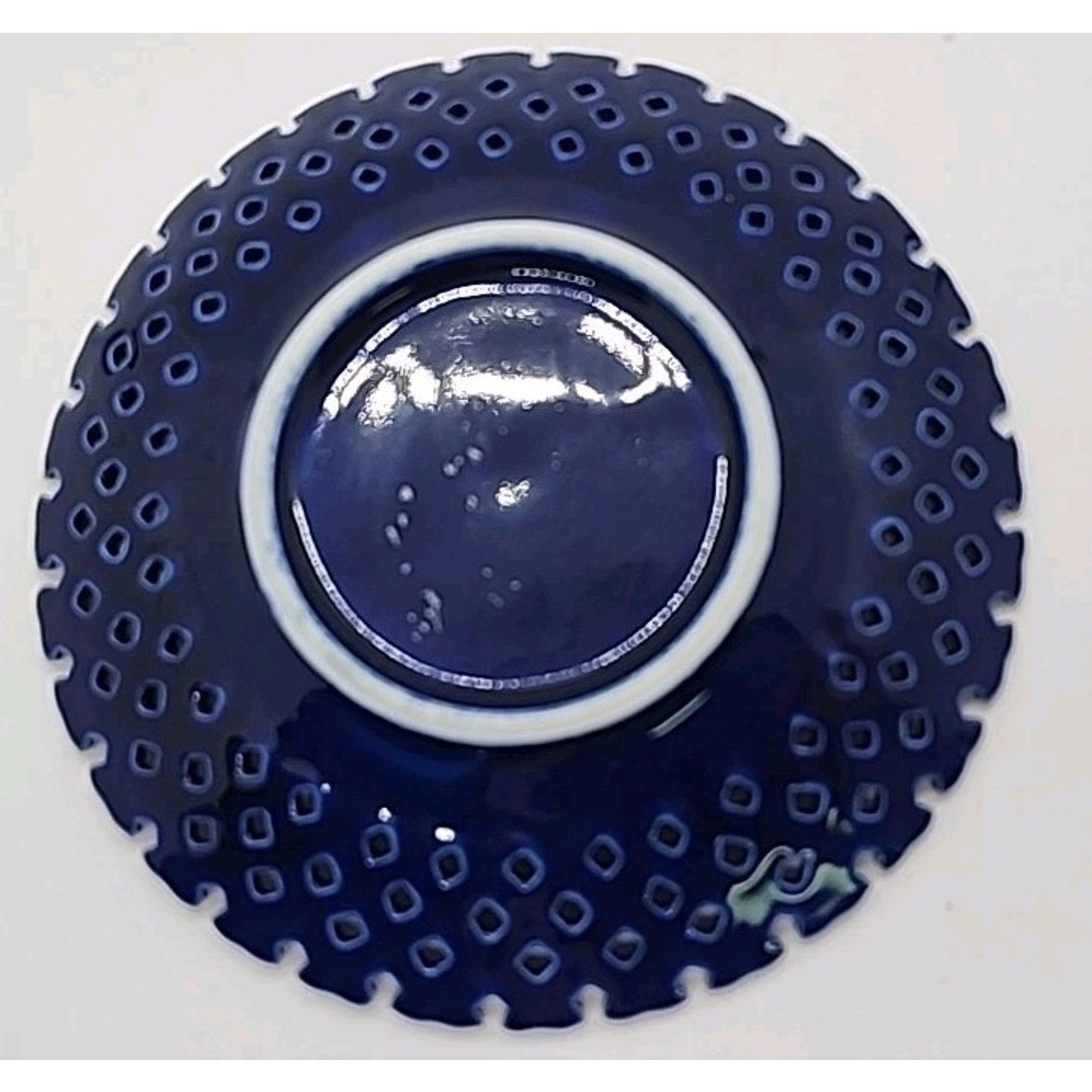 California Reticulated Cobalt Blue Floral Plate