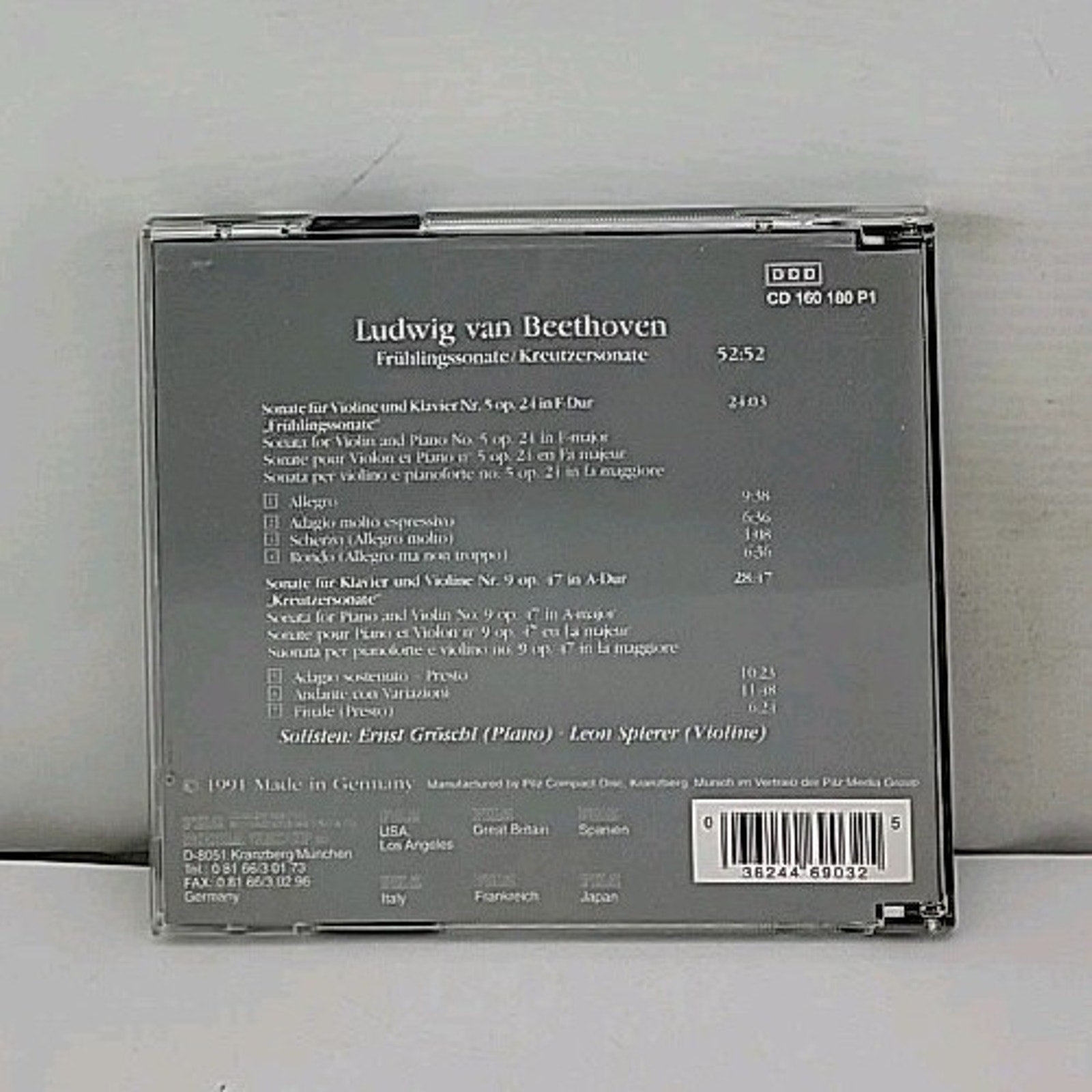 Ludwig Ban Beethoven Fruhlingssonate Kreutzersonate CD 1991 Vienna Master Series