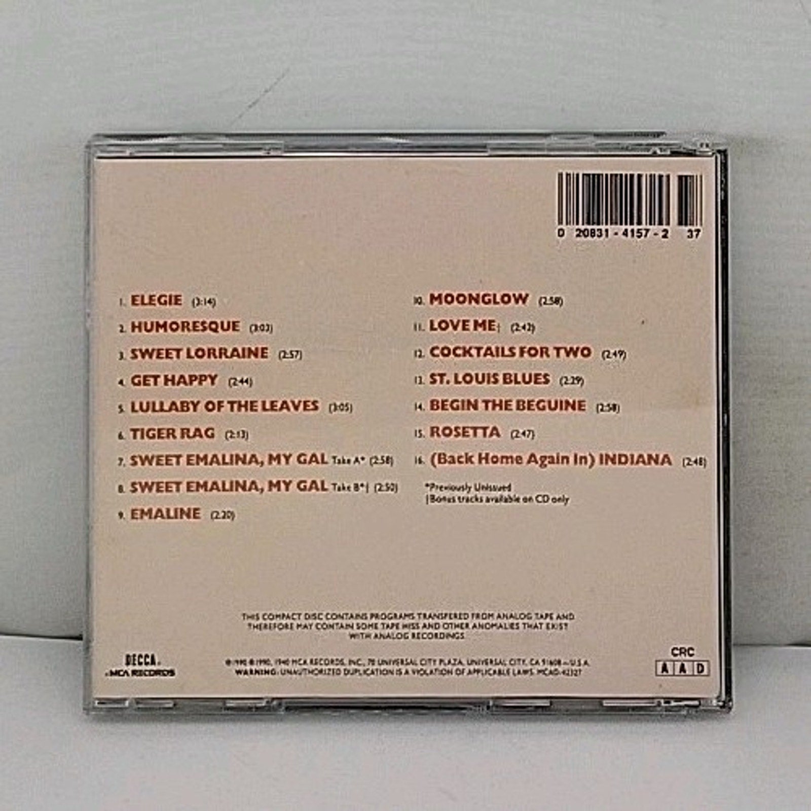 Art Tatum – Solos (1940) CD 1992 Jazz Piano Decca MCA Records