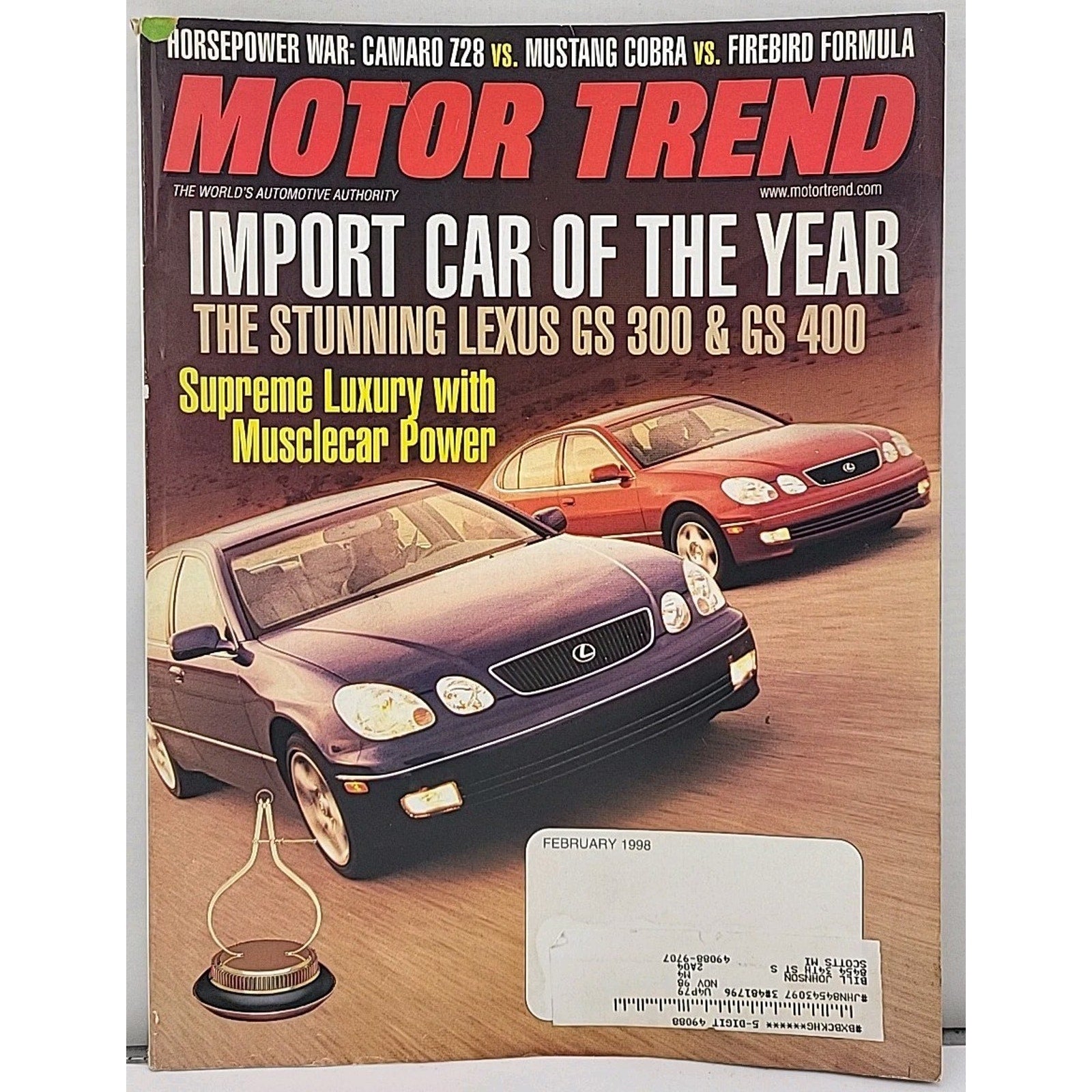 Motor Trend Magazine - February 1998 -