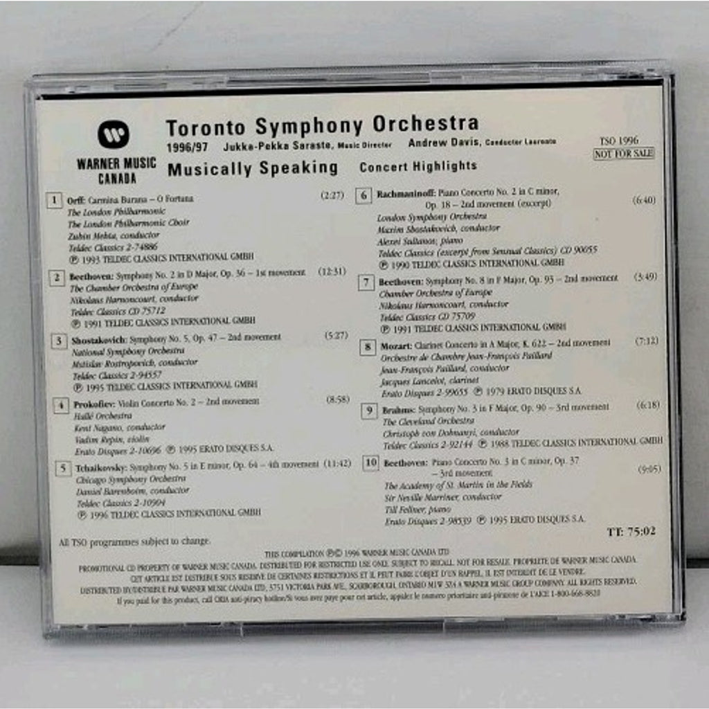 Toronto Symphony Orchestra 1997 1998 CD
