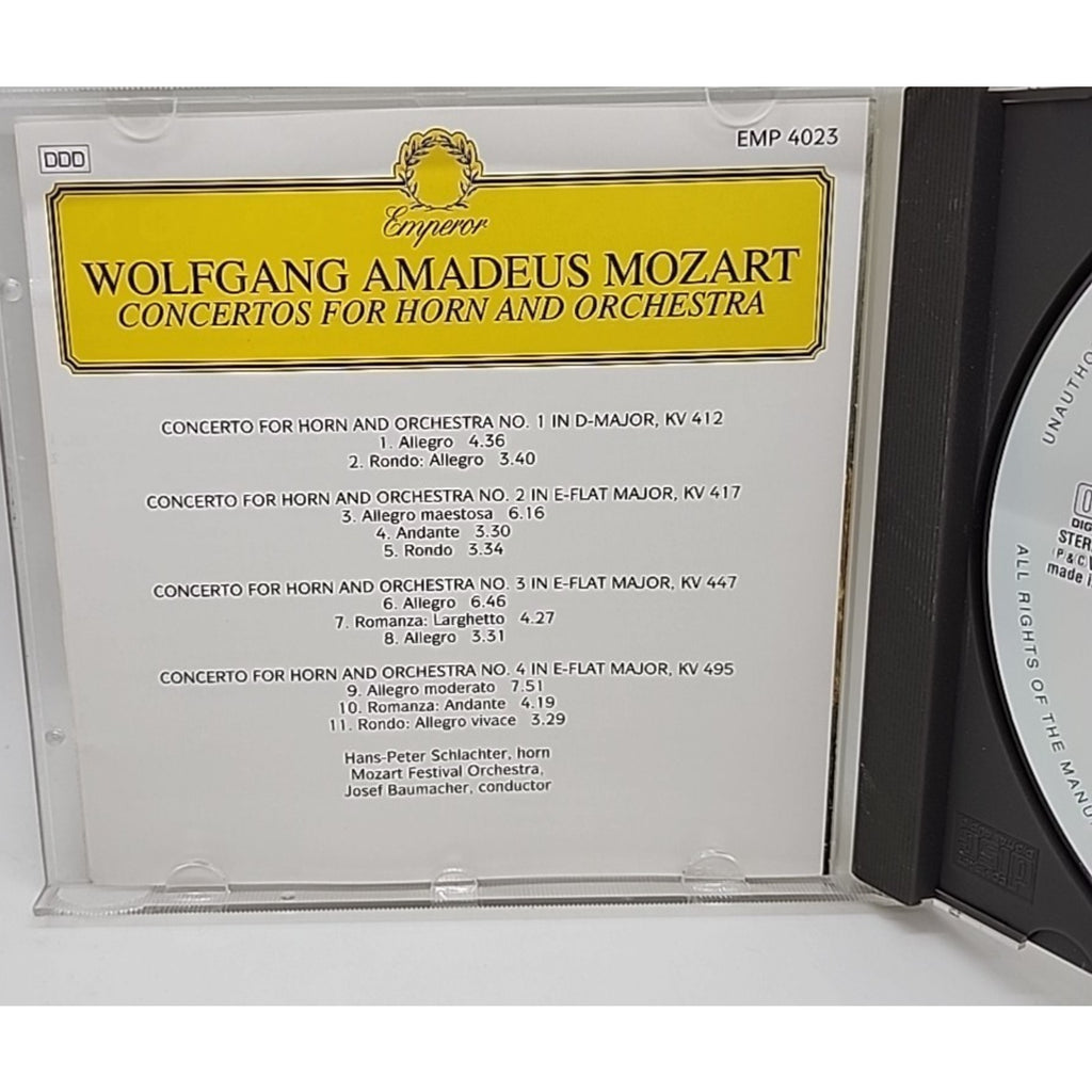 1993 Wolfgang Amadeus Mozart Concertos For Horn And Orchestra CD