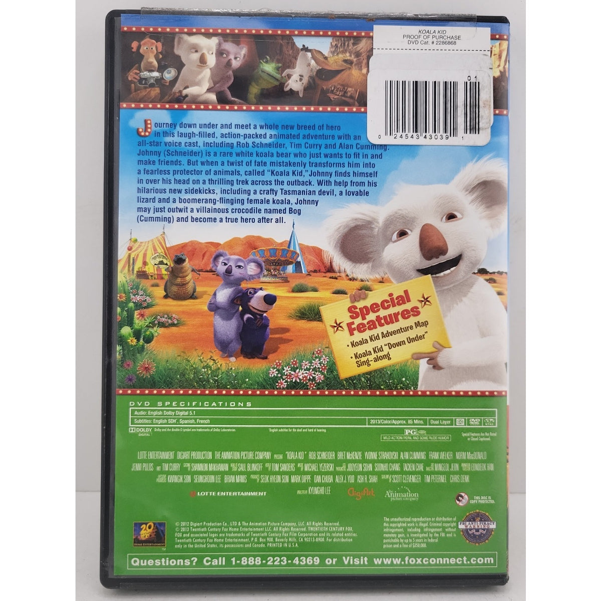 Koala Kid DVD Rob Schneider Norm Macdonald 2013 -- 📀 Animated