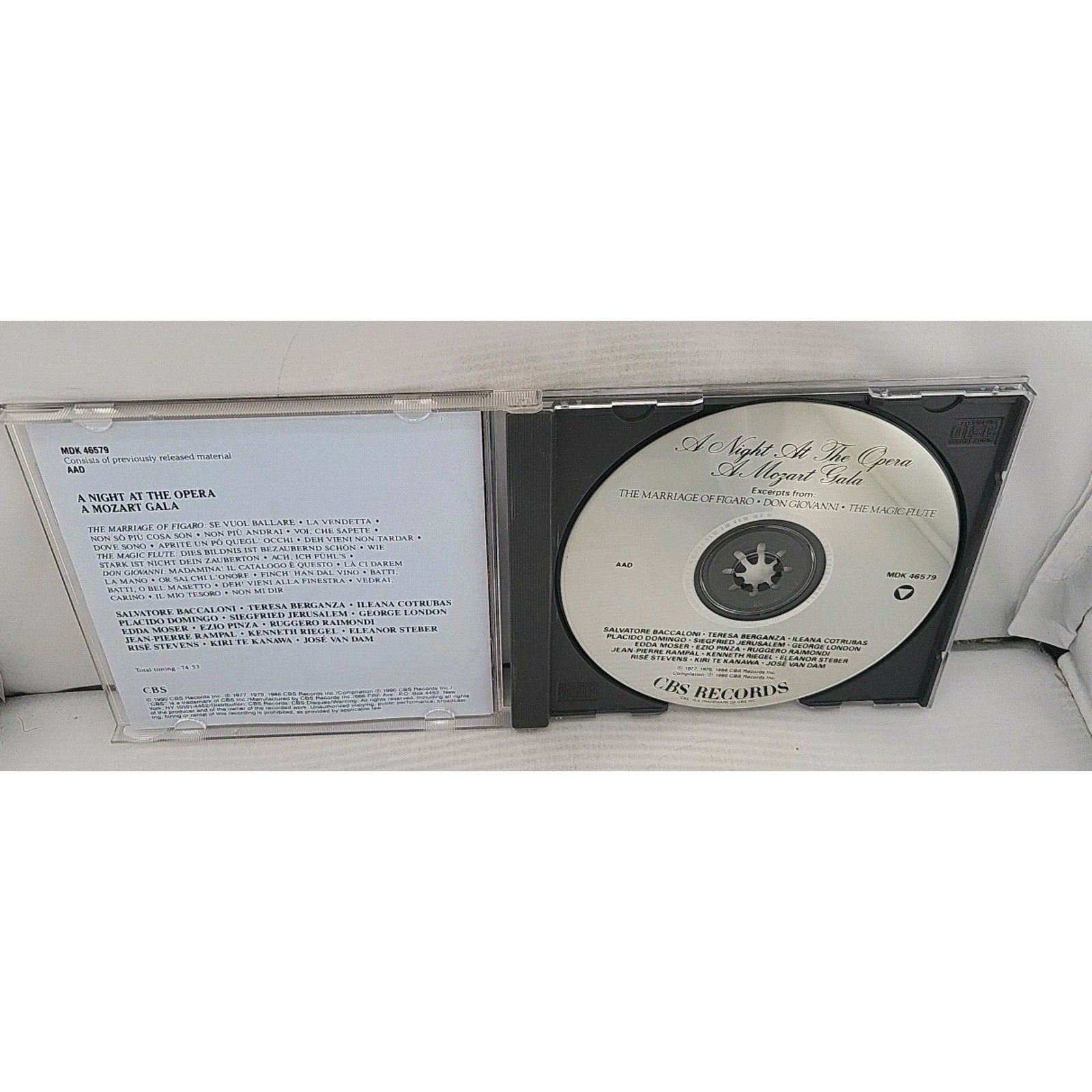 Mozart Gala/Night at the Opera Audio CD By Mozart 1990 CBS Records 91