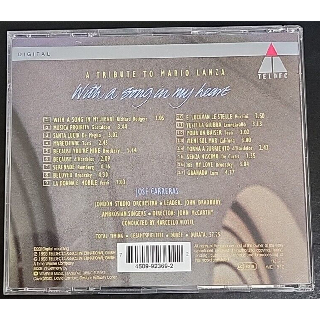 With a Song in my Heart - José Carreras (Tribute to Mario Lanza (CD)