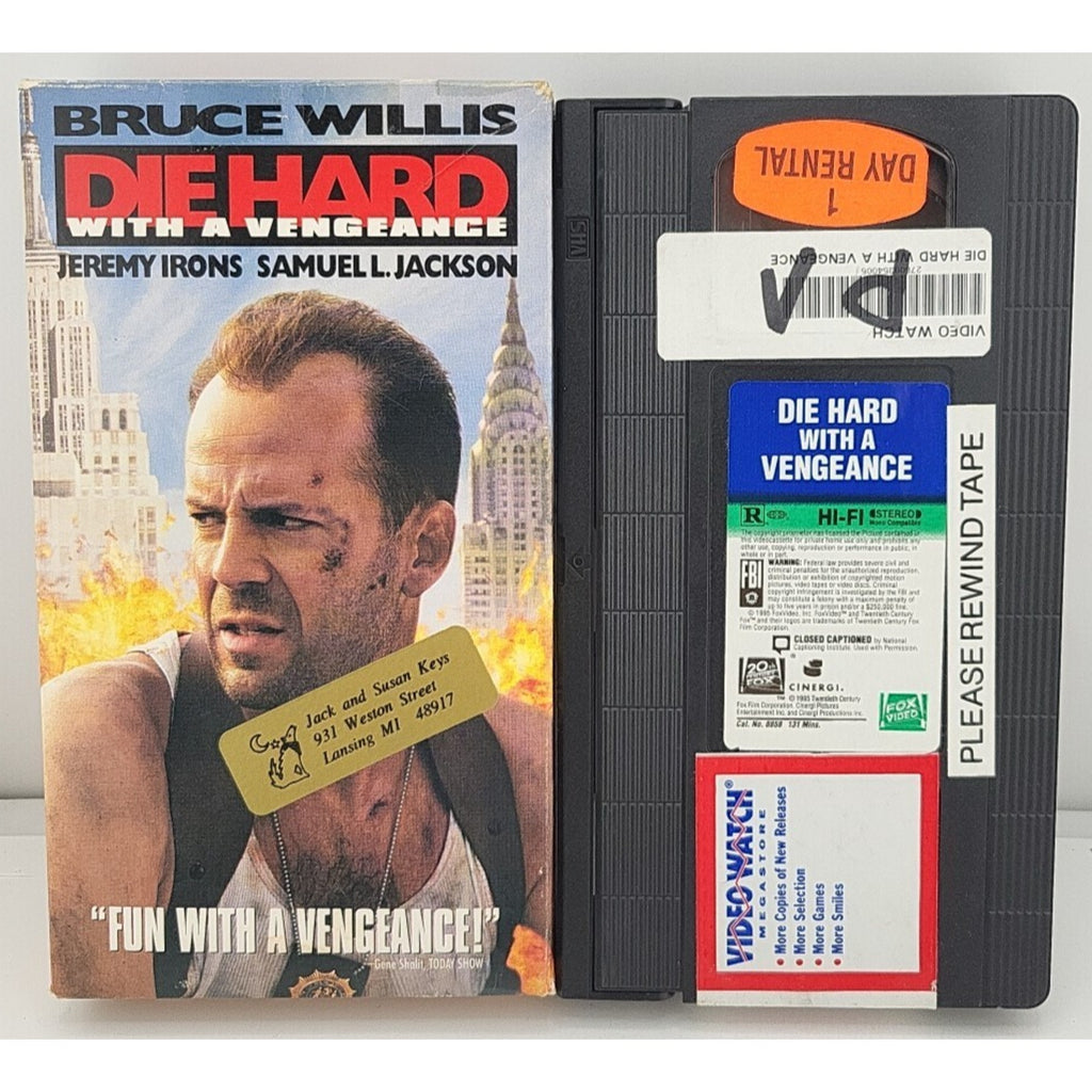 Die Hard 3: Die Hard With a Vengeance (VHS, 1997) *ACCEPTABLE*