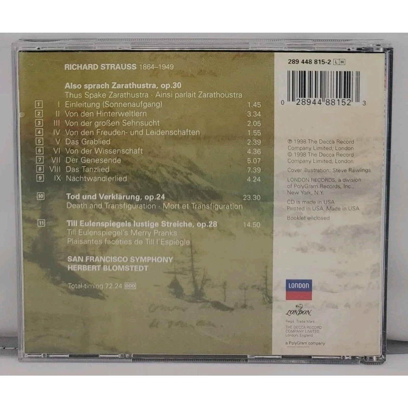 Also Sprach Zarathustra/Till Eulenspiegel by Richard Strauss (CD, 1998)