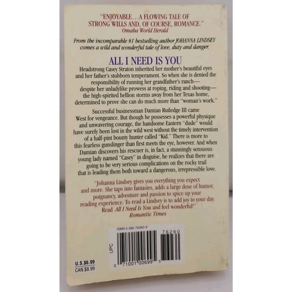 All I Need Is You by Johanna Lindsey (1998, Mass Market)